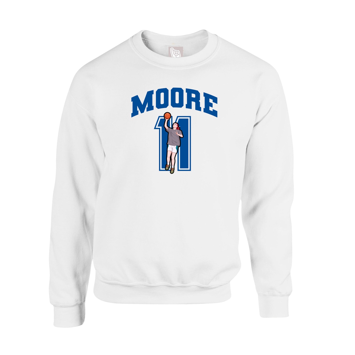 Fleece Crew — Number in White