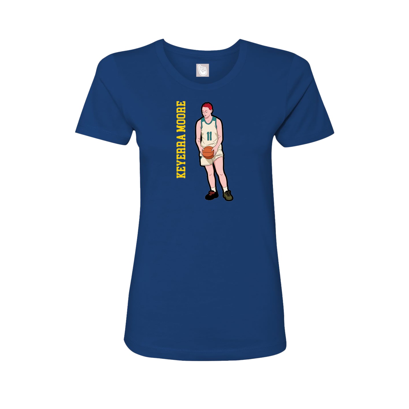 Fitted Women's Tee — Name Vertical in Royal