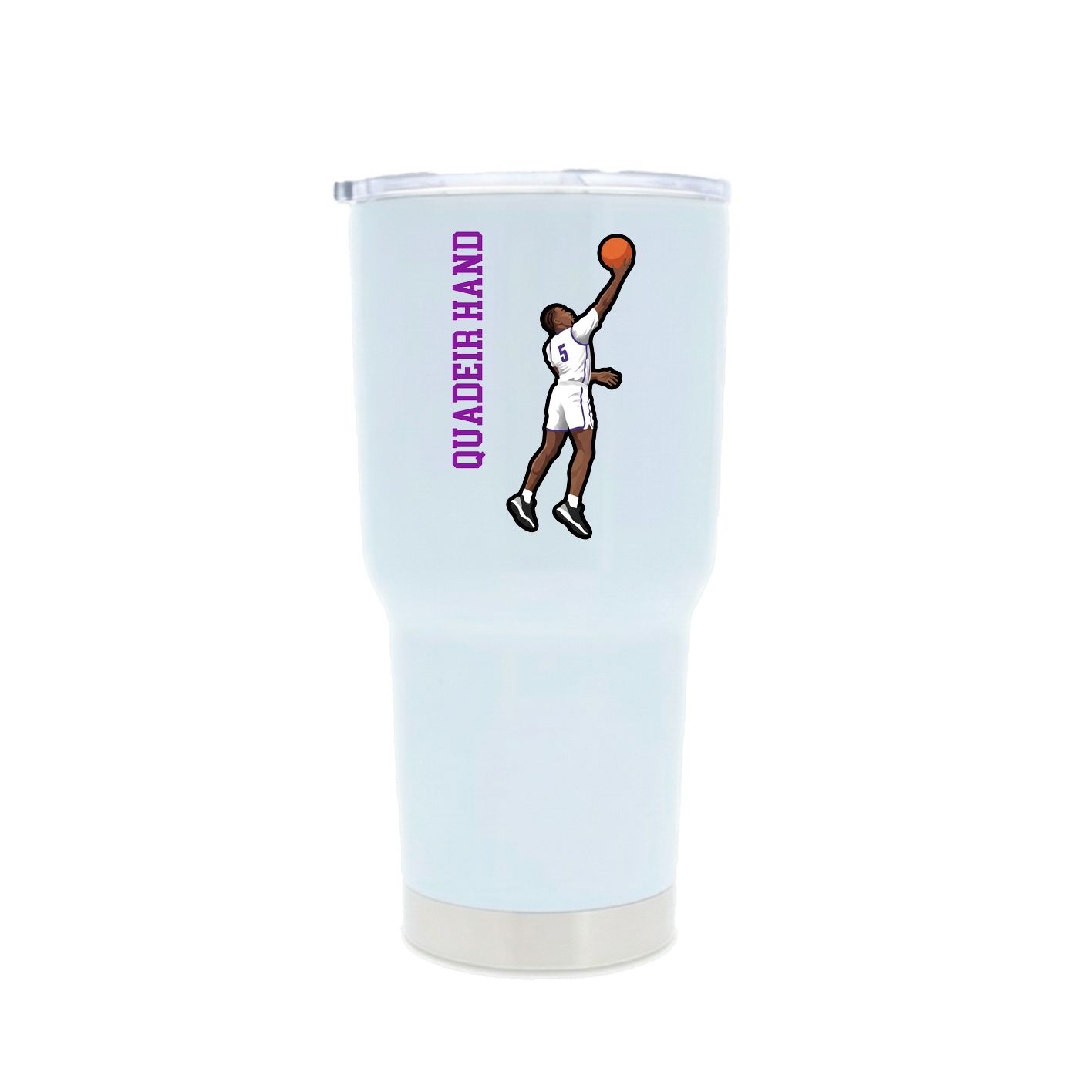 30oz Stainless Steel Tumbler — Name Vertical in White