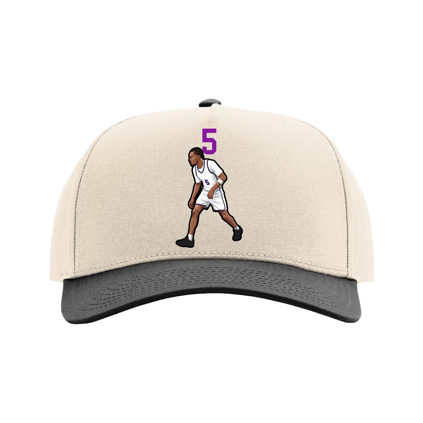 Full Fabric Five-Panel Champ Cap — Number Top in Cream/Black