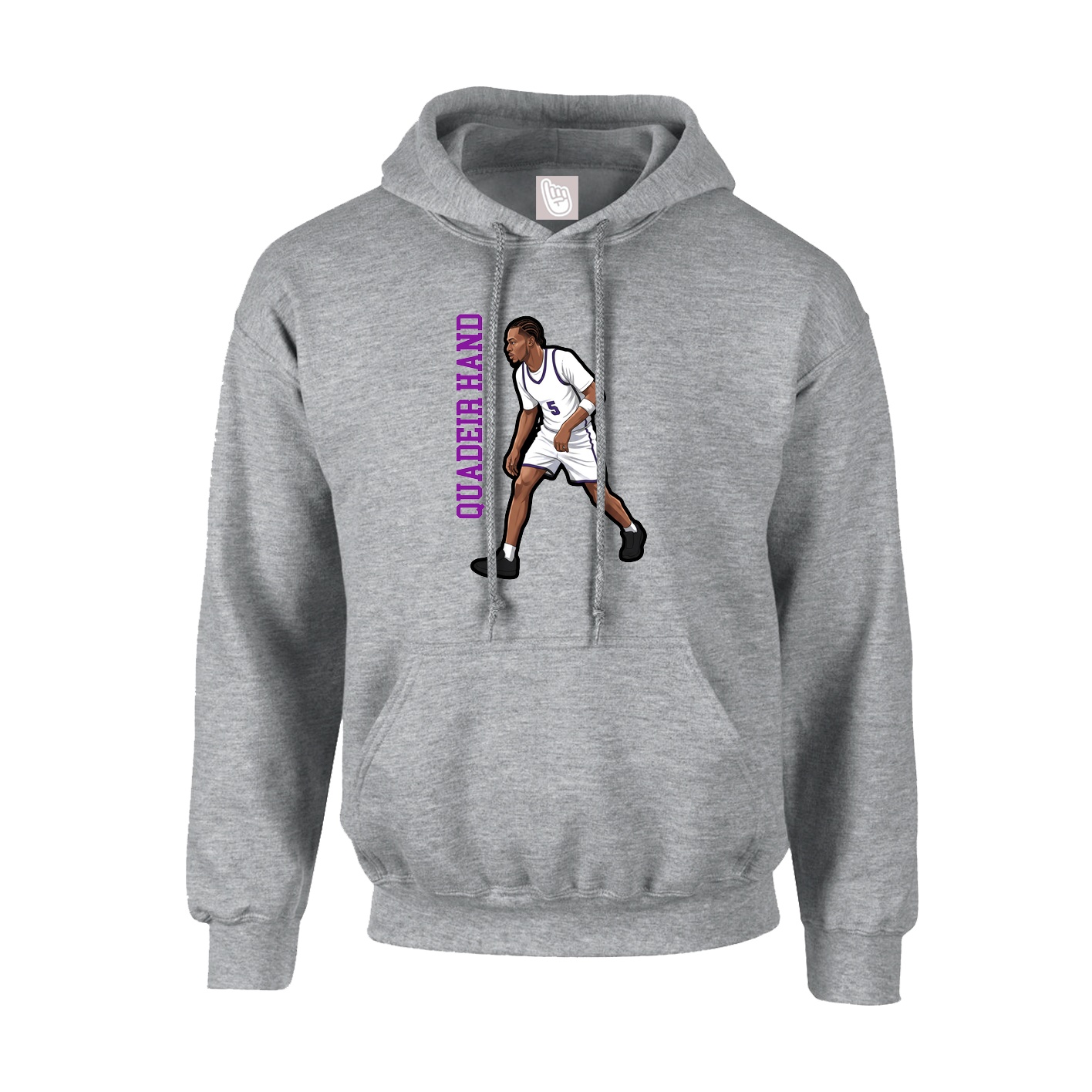 Hoodie — Name Vertical in Grey