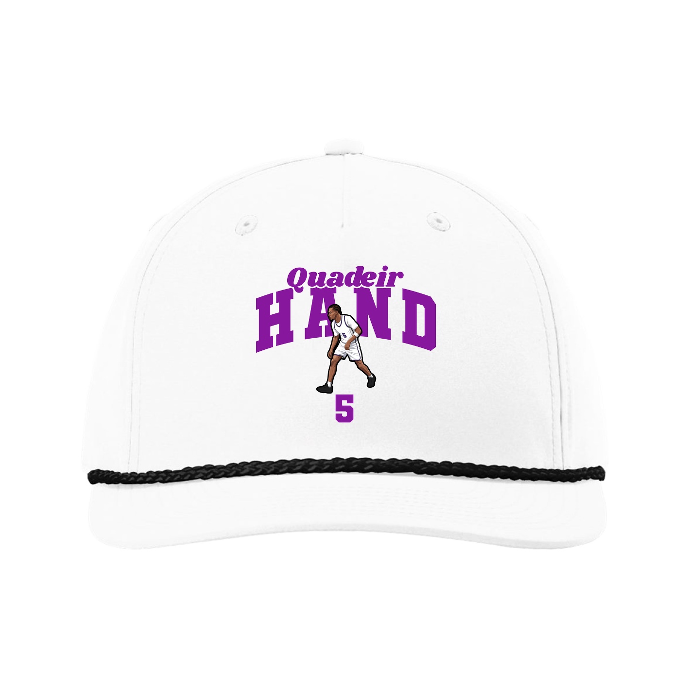 Five-Panel Classic Rope Cap — Signature Arch in White