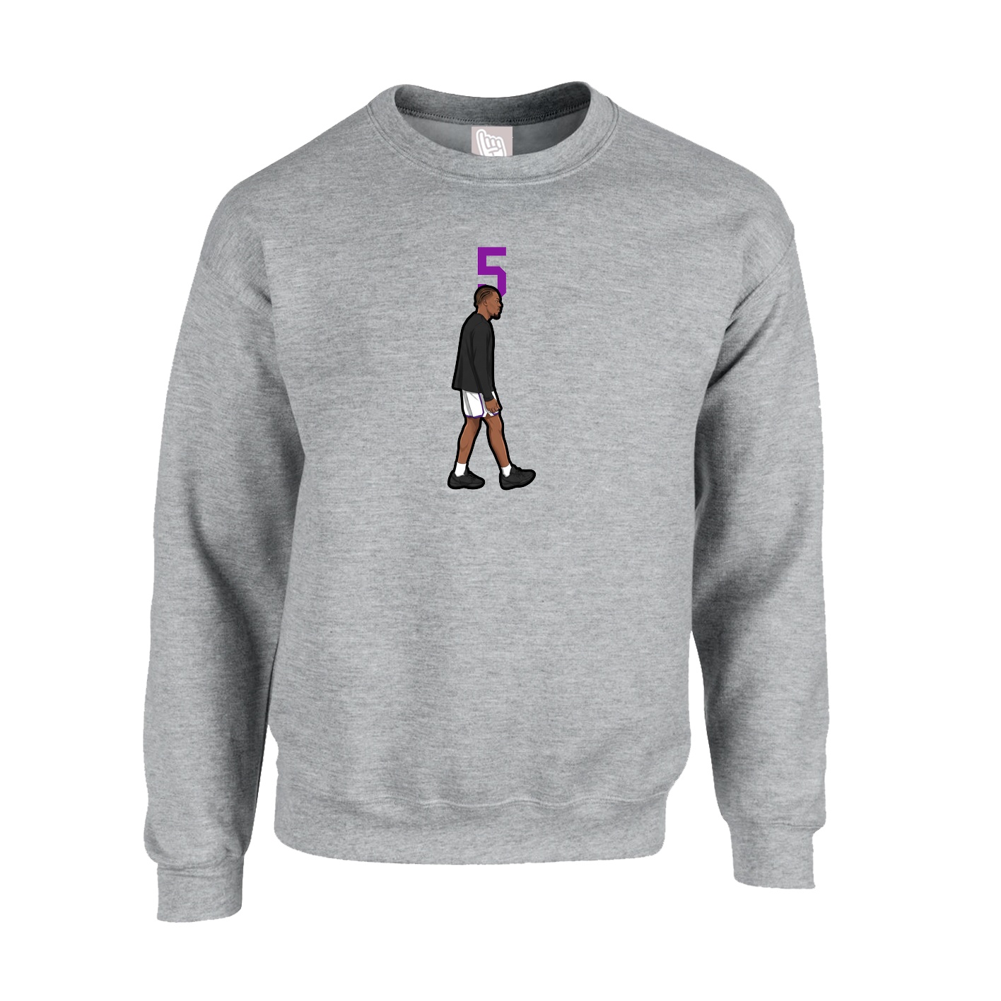 Fleece Crew — Number Top in Grey