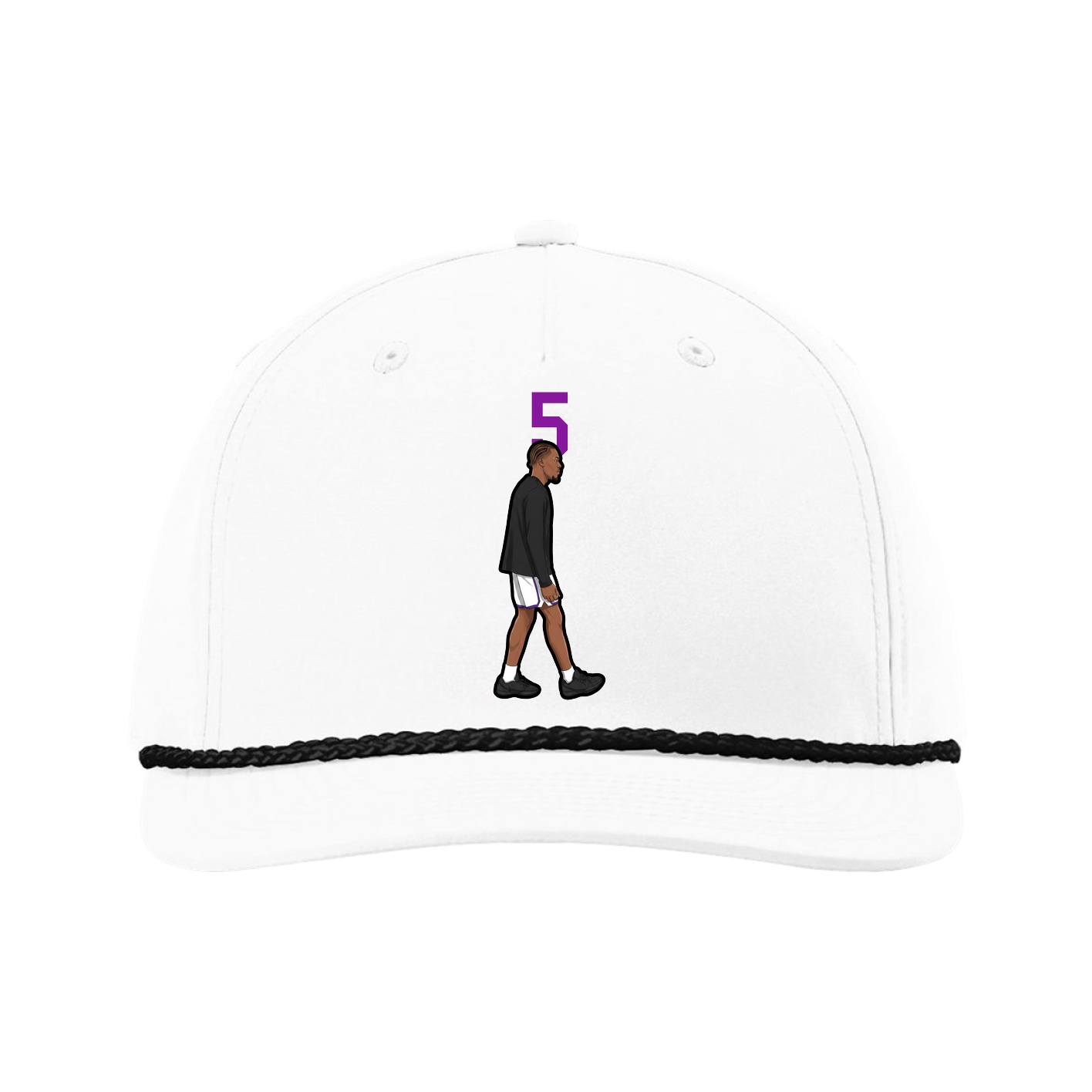 Five-Panel Classic Rope Cap — Number Top in White