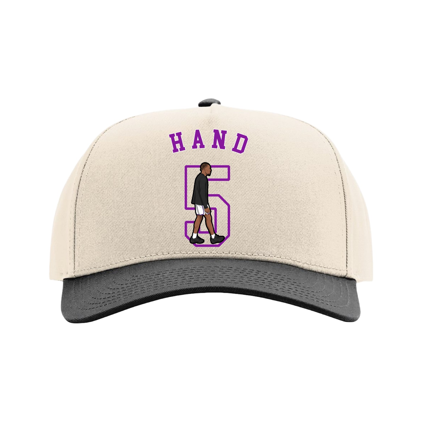 Full Fabric Five-Panel Champ Cap — Shirsey Arch in Cream/Black