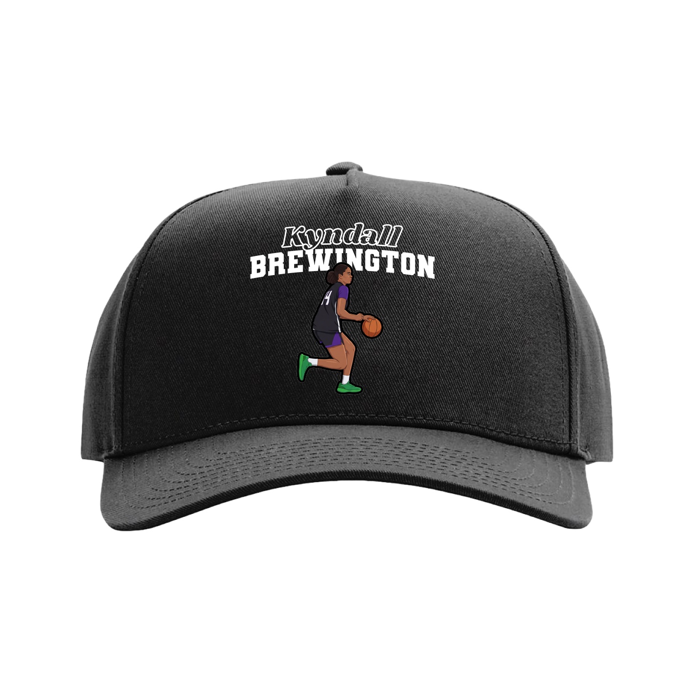 Full Fabric Five-Panel Champ Cap — Name Arch in Black