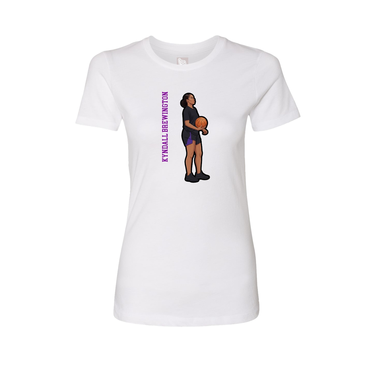 Fitted Women's Tee — Name Vertical in White