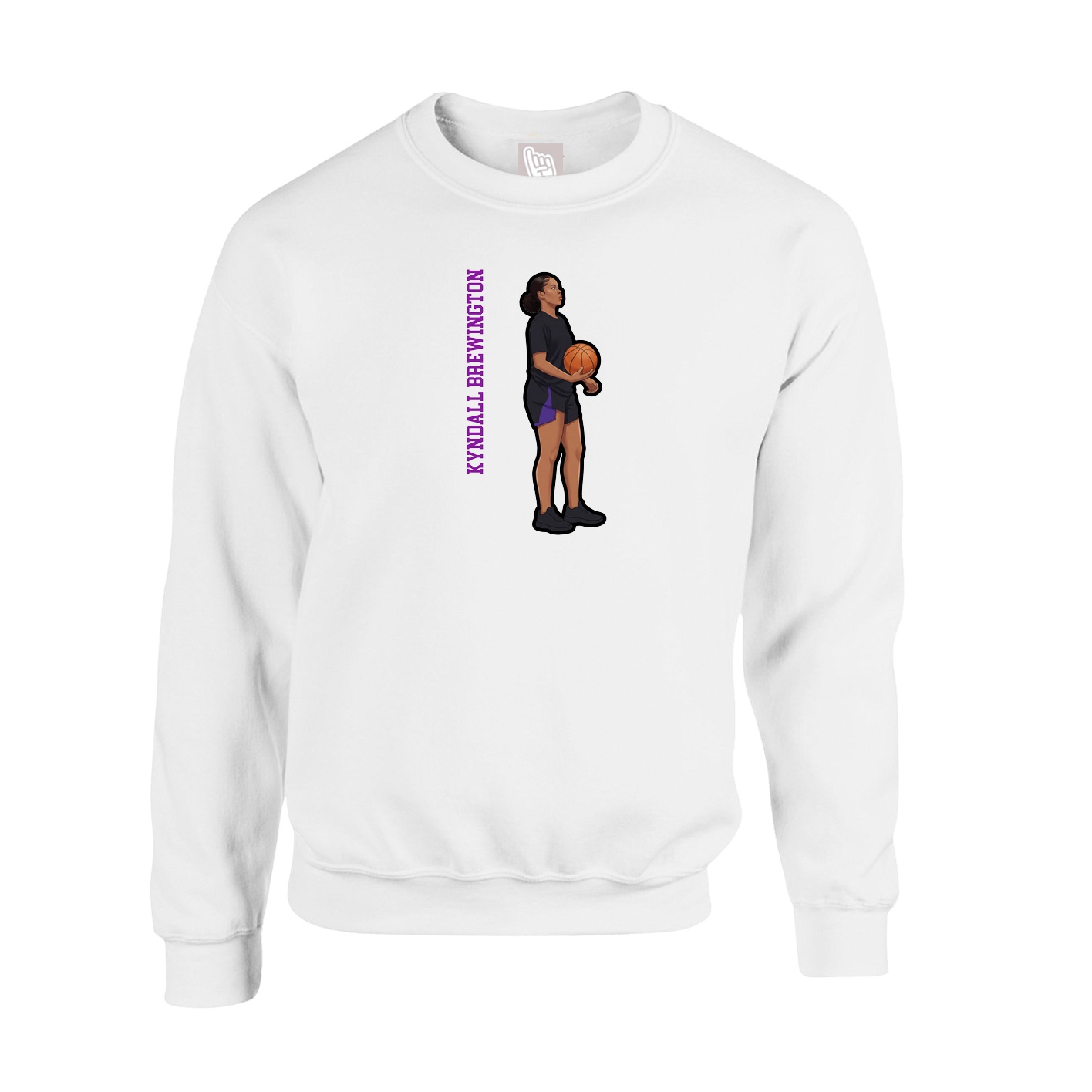 Fleece Crew — Name Vertical in White