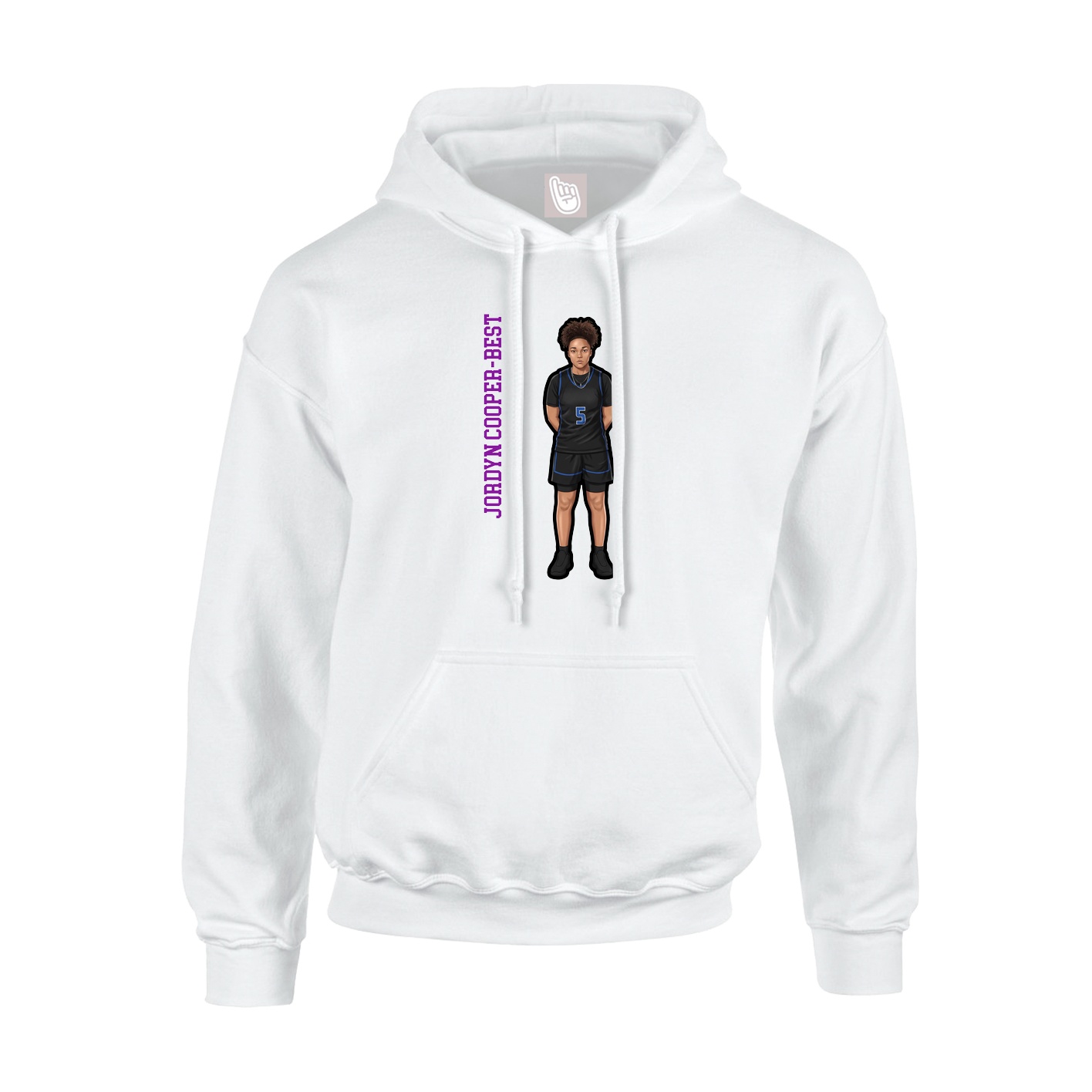 Youth Hoodie — Name Vertical in White