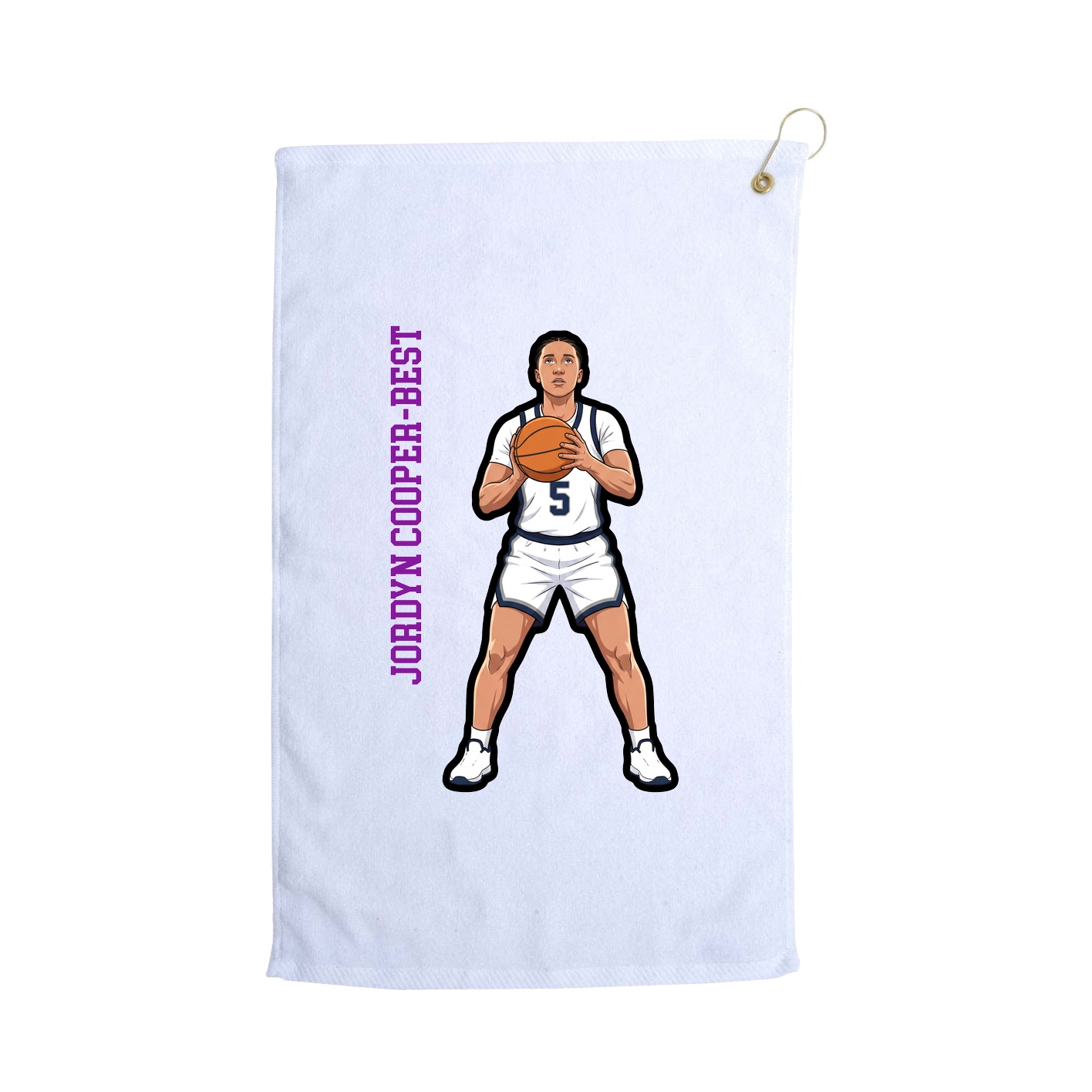 Golf Towel — Name Vertical in White