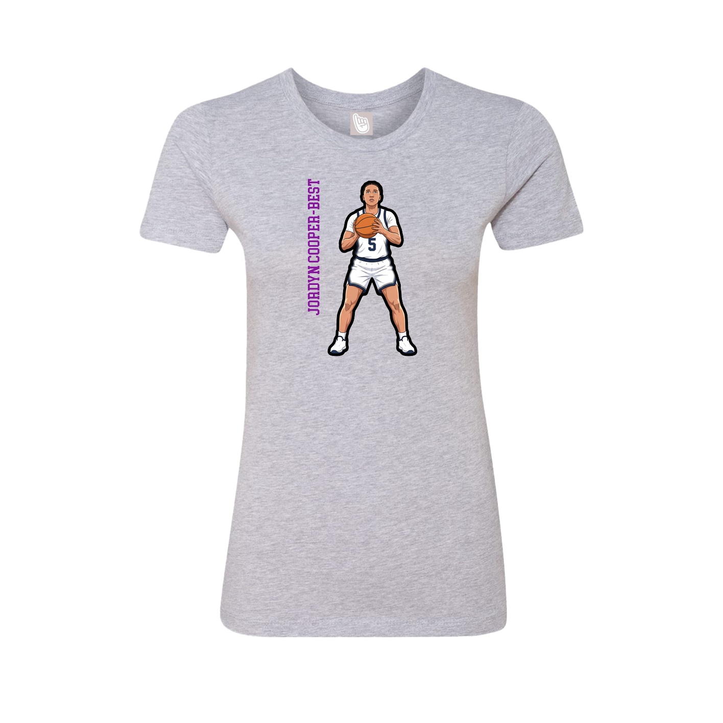 Fitted Women's Tee — Name Vertical in Grey