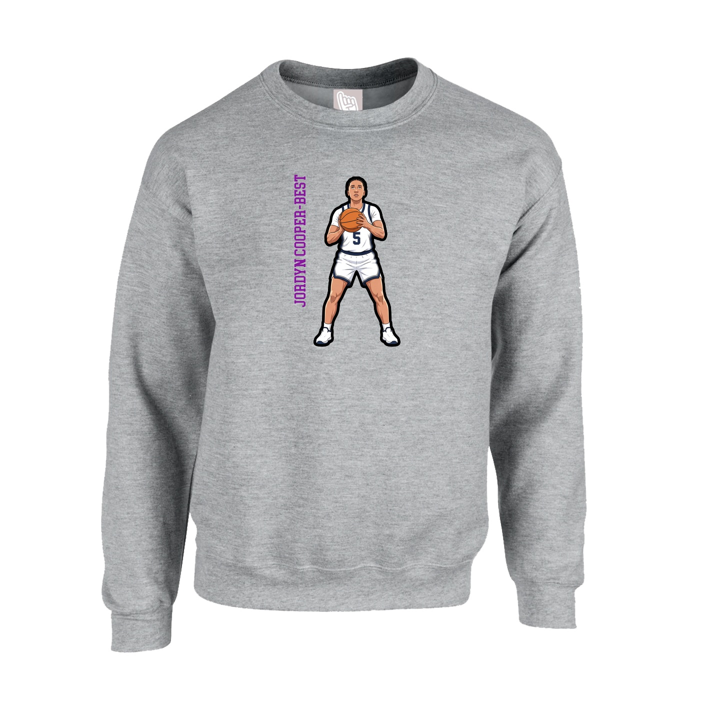 Fleece Crew — Name Vertical in Grey