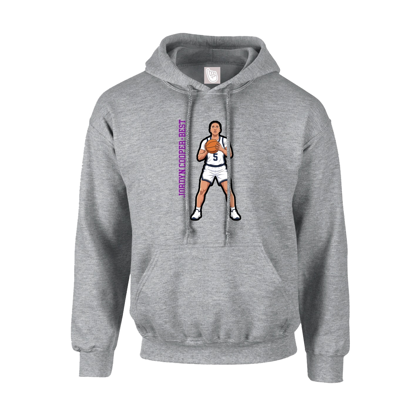 Youth Hoodie — Name Vertical in Grey