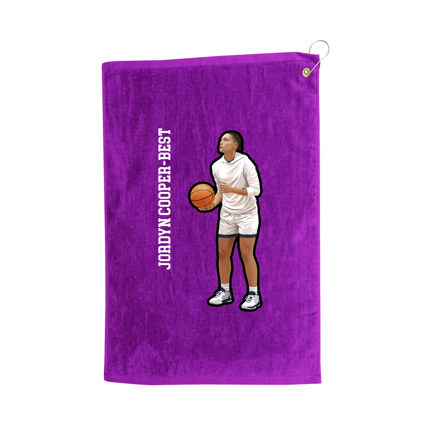Golf Towel — Name Vertical in Purple