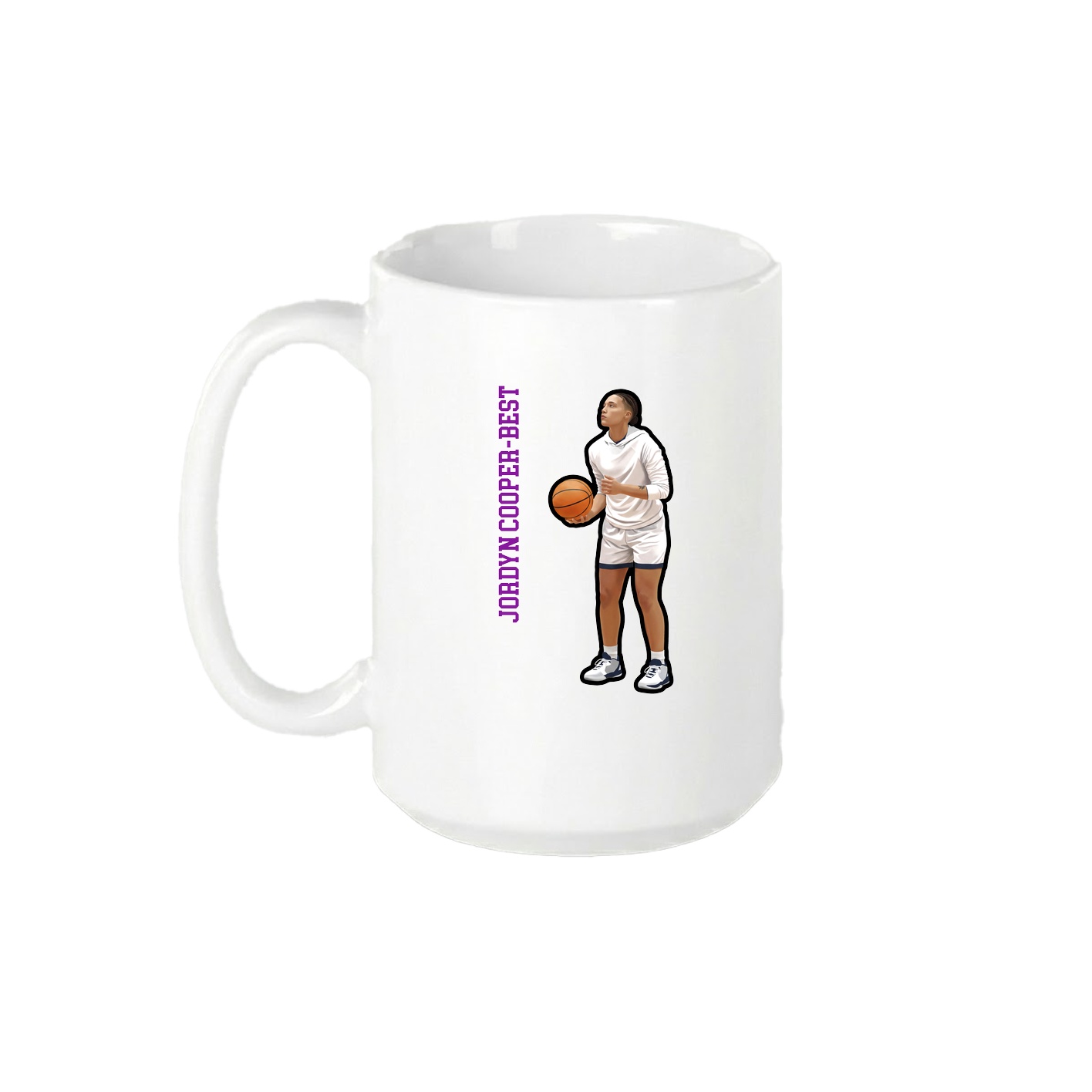 15oz Coffee Mug — Name Vertical in White