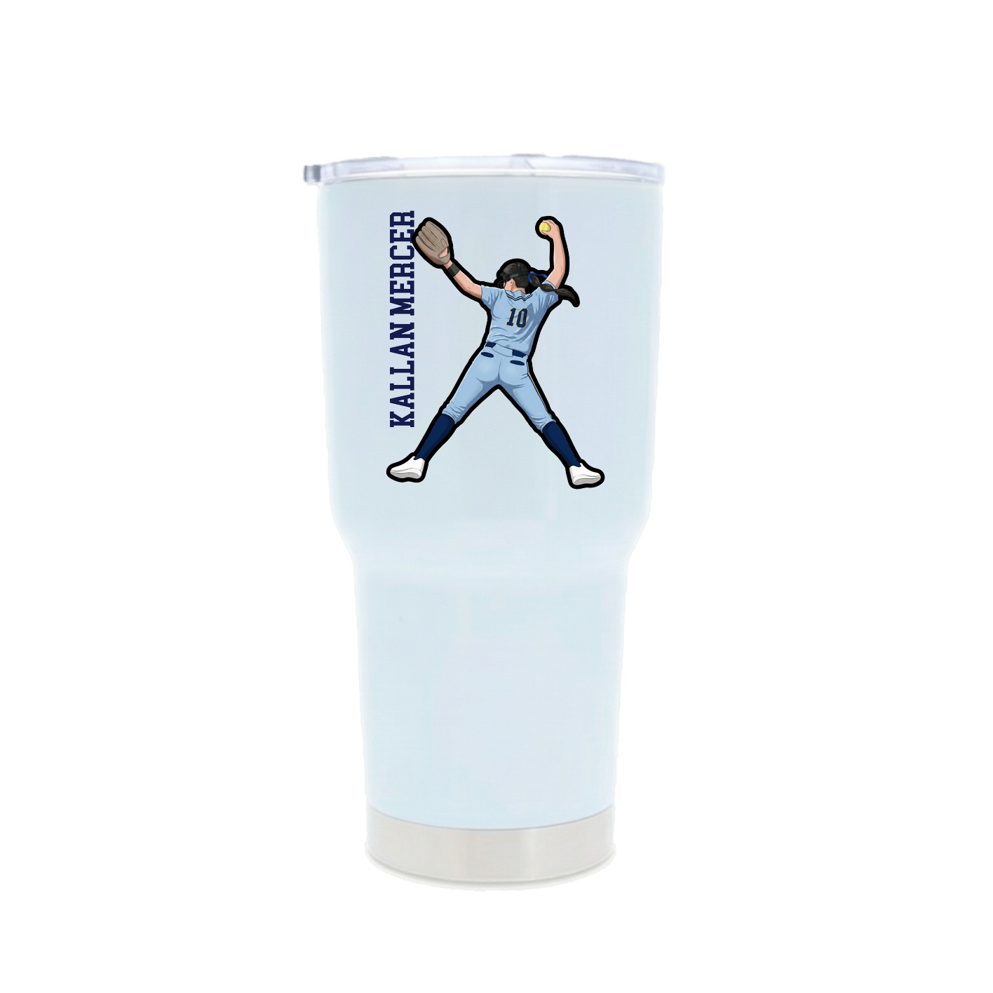30oz Stainless Steel Tumbler — Name Vertical in White