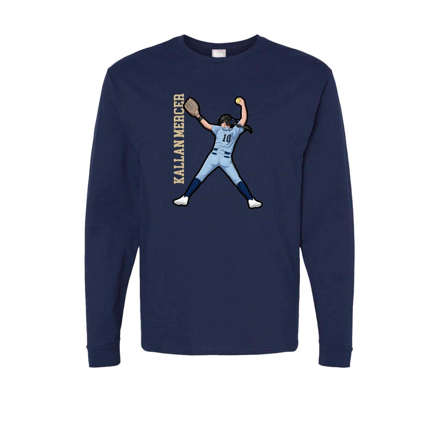 Long Sleeve Tee — Name Vertical in Navy