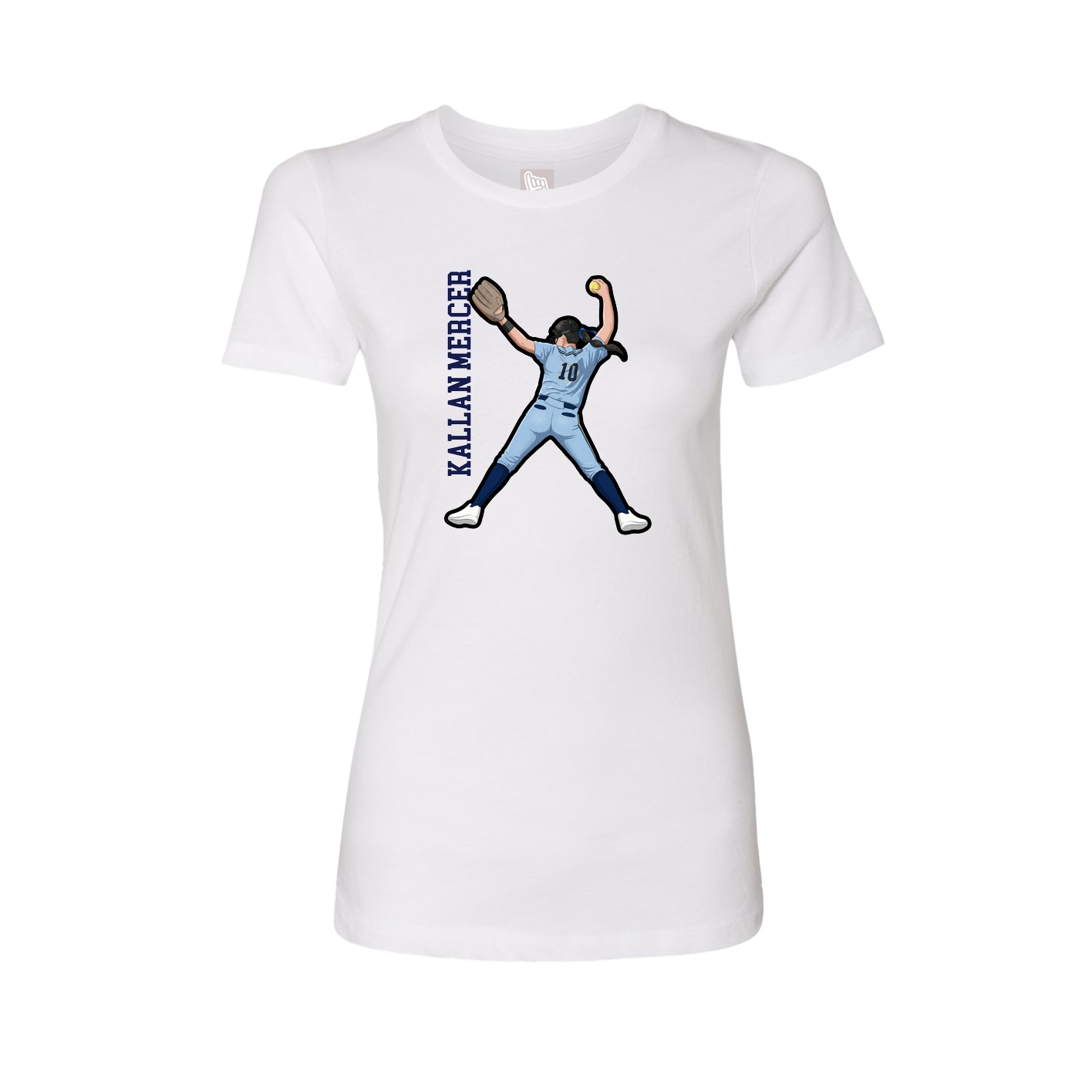 Fitted Women's Tee — Name Vertical in White