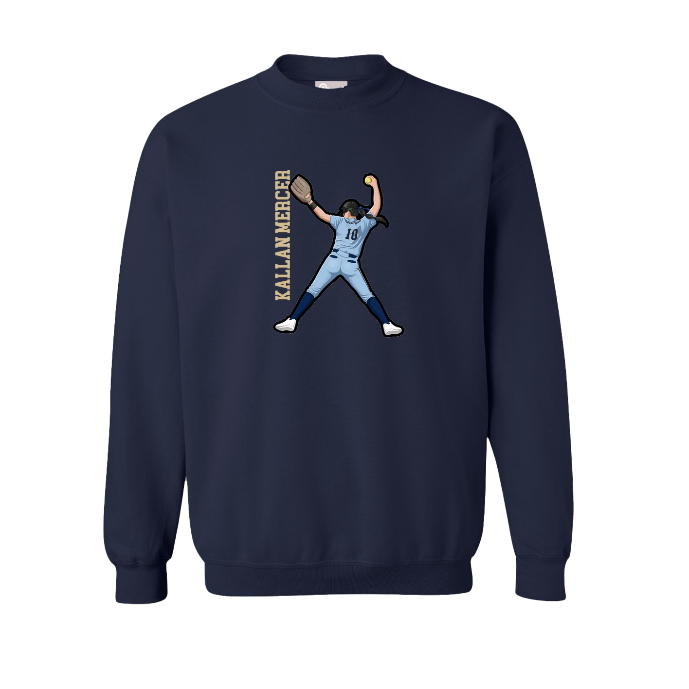 Fleece Crew — Name Vertical in Navy