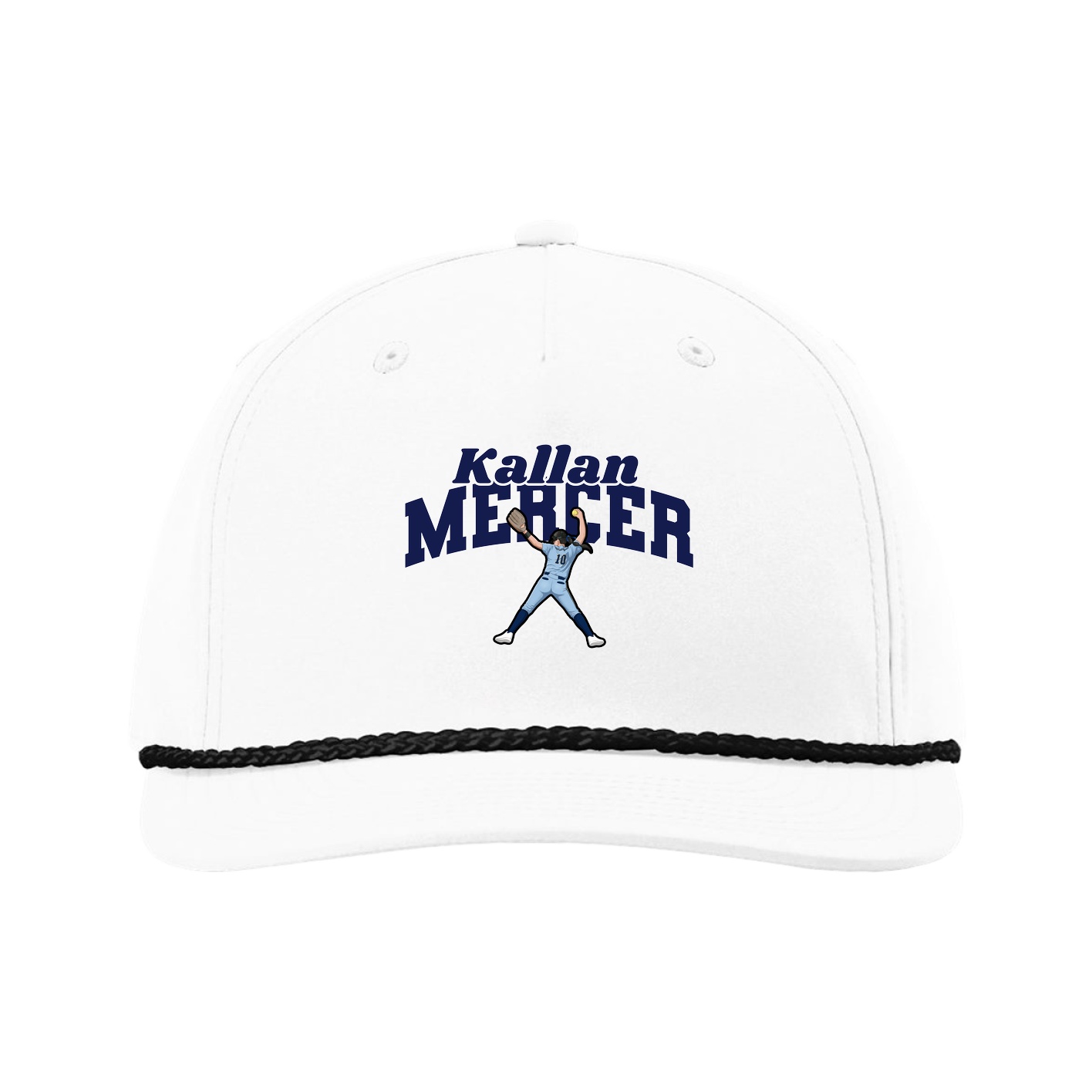 Five-Panel Classic Rope Cap — Signature Arch in White