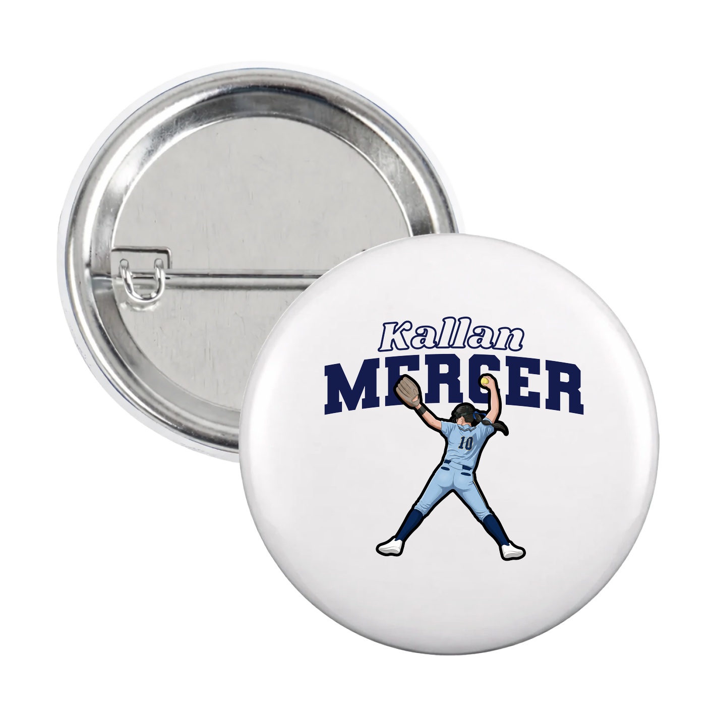 Game Day Button — Name Arch in White