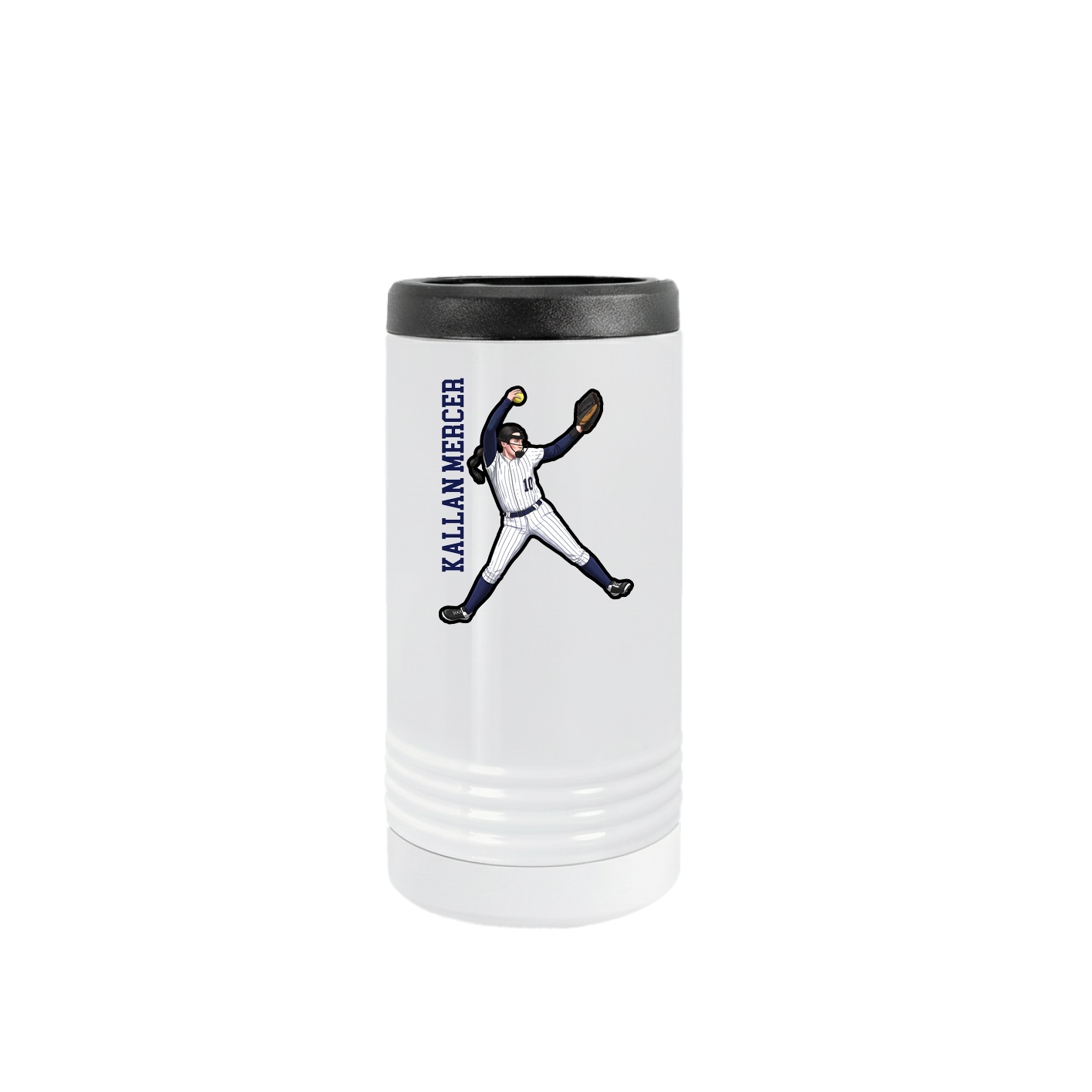 Slim Beverage Holder — Name Vertical in White