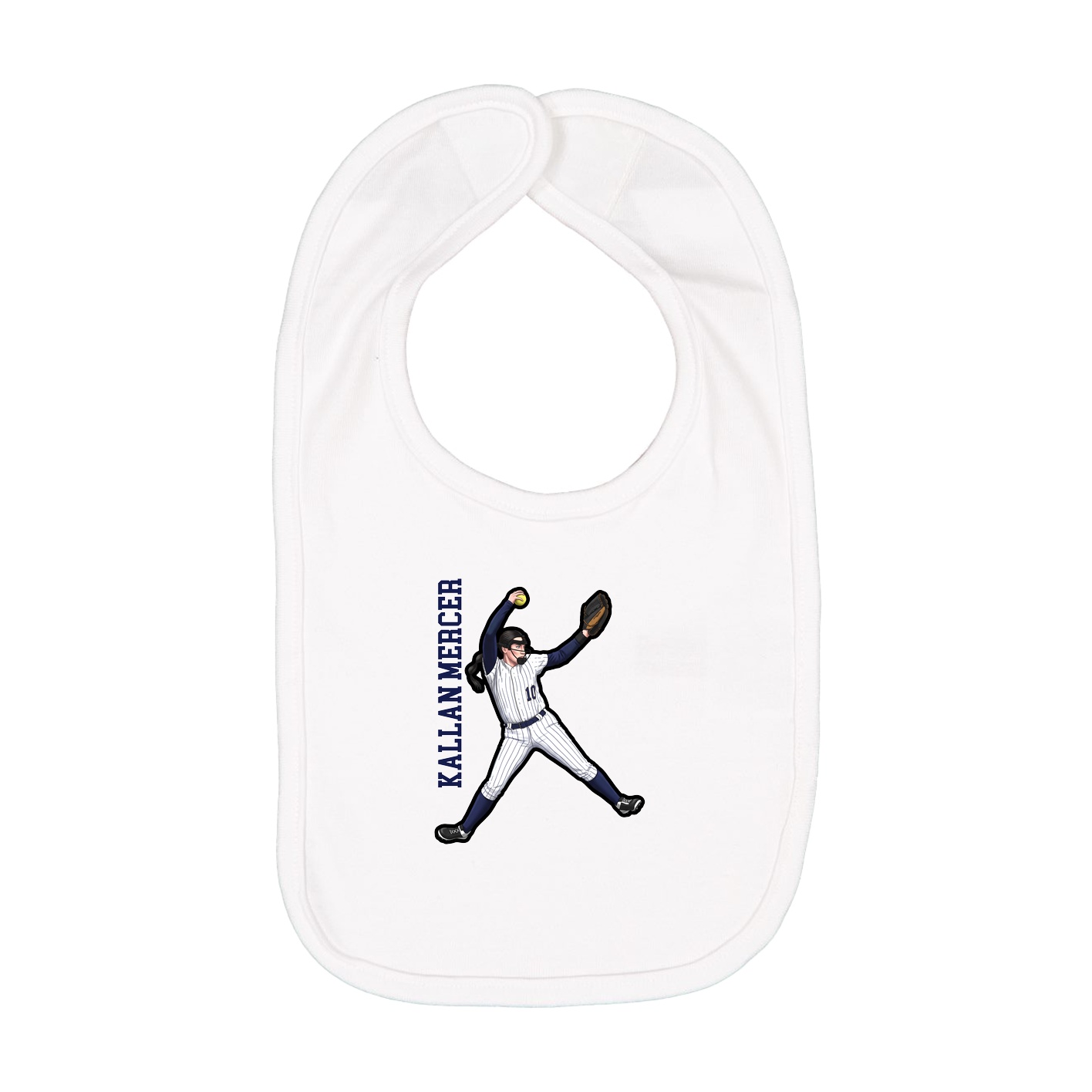 Infant Bib — Name Vertical in White
