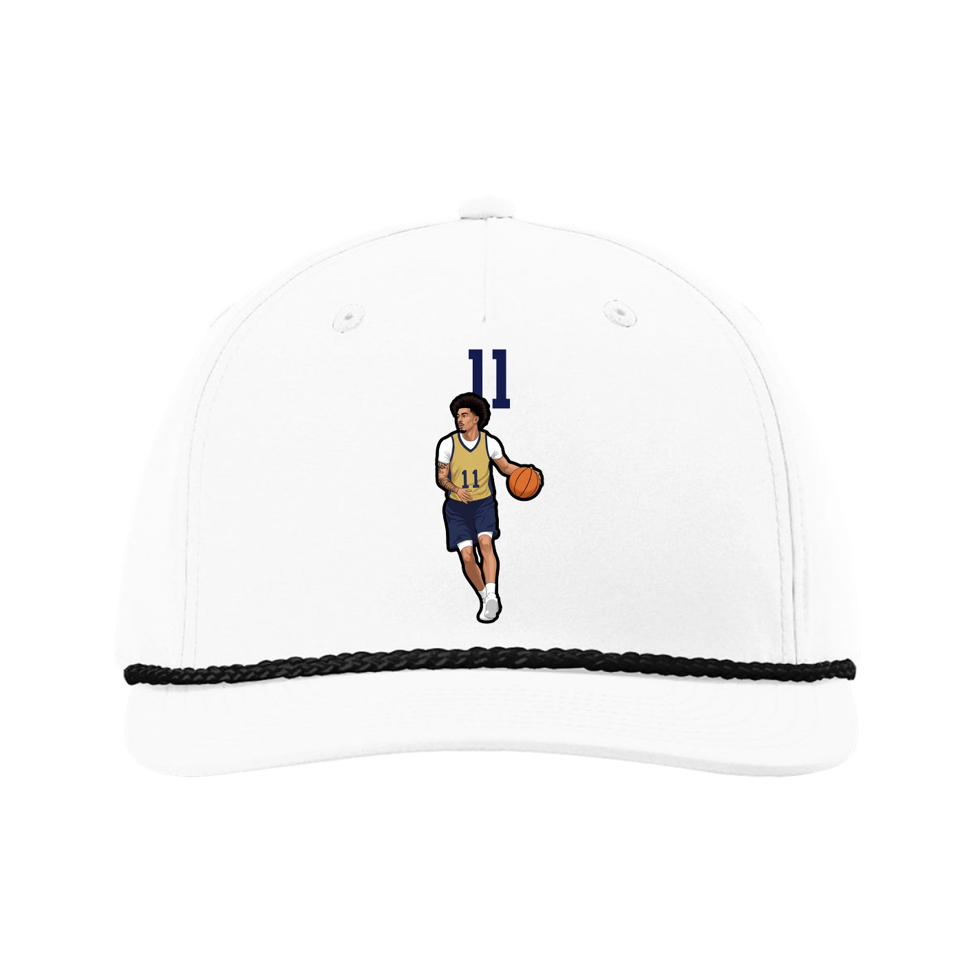 Five-Panel Classic Rope Cap — Number Top in White