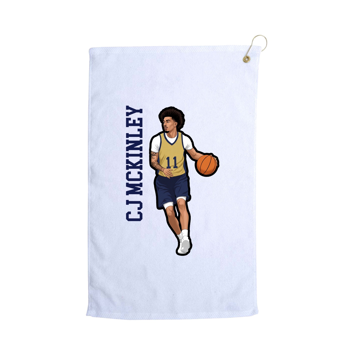 Golf Towel — Name Vertical in White