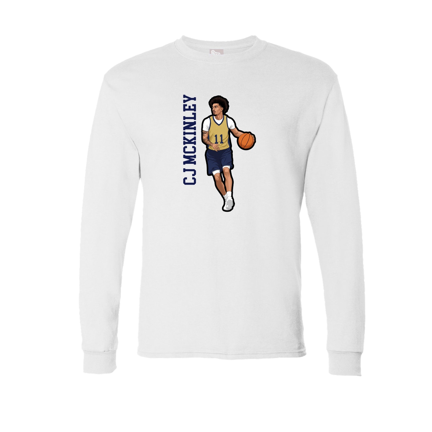 Long Sleeve Tee — Name Vertical in White