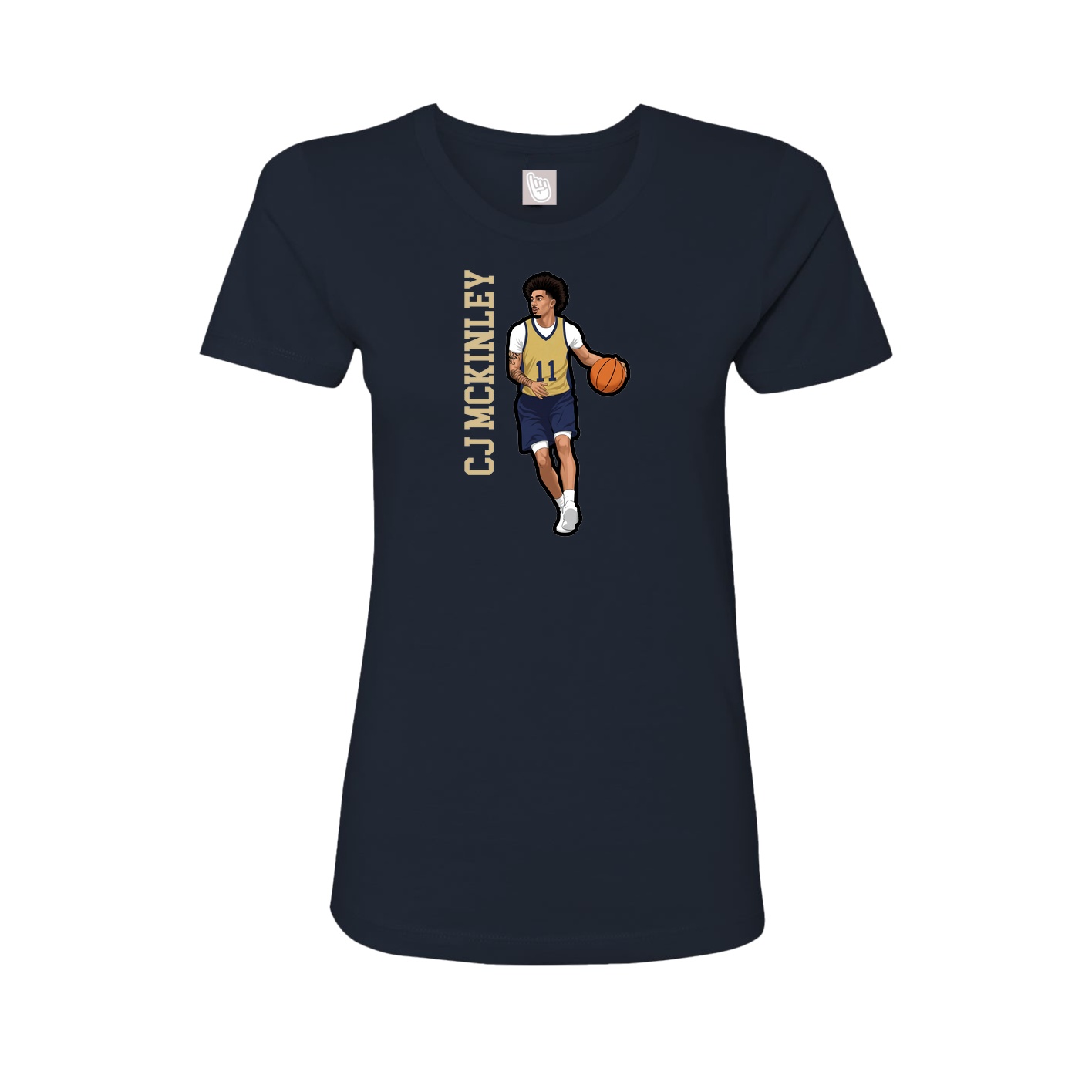 Fitted Women's Tee — Name Vertical in Navy