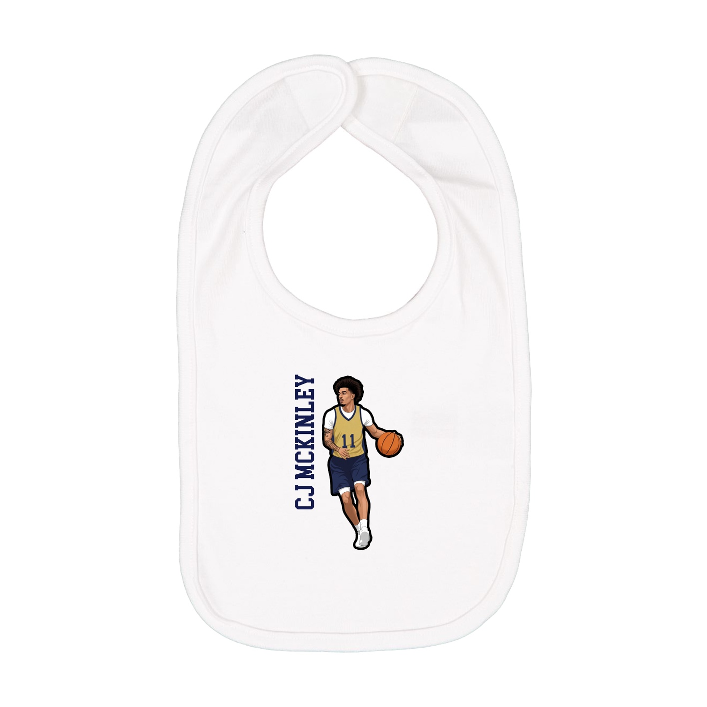 Infant Bib — Name Vertical in White