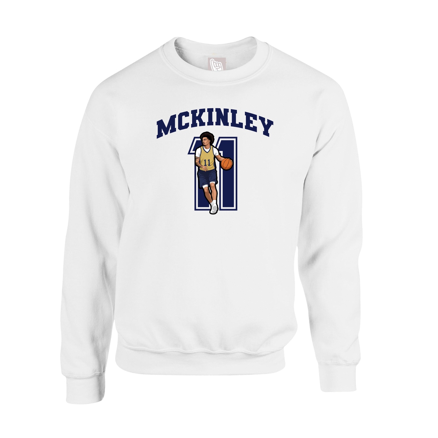 Fleece Crew — Number in White