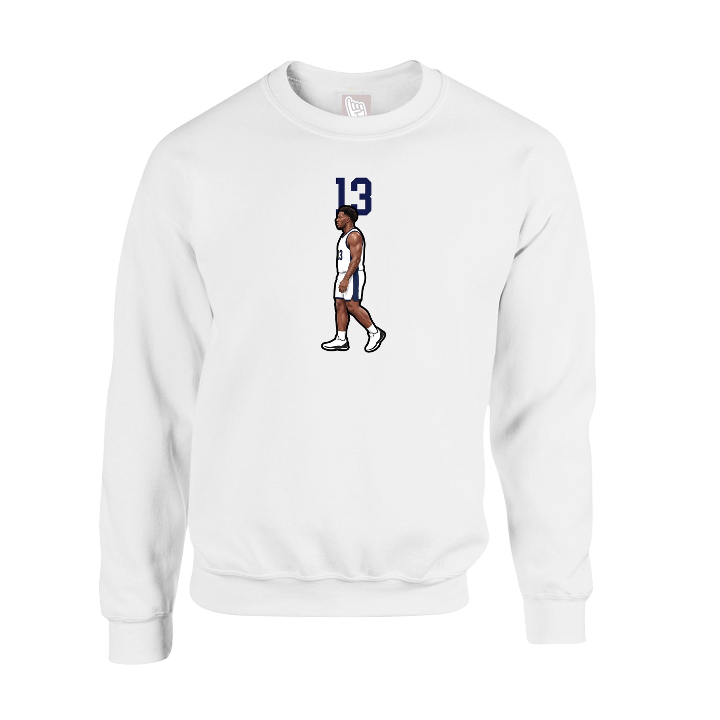 Fleece Crew — Number Top in White