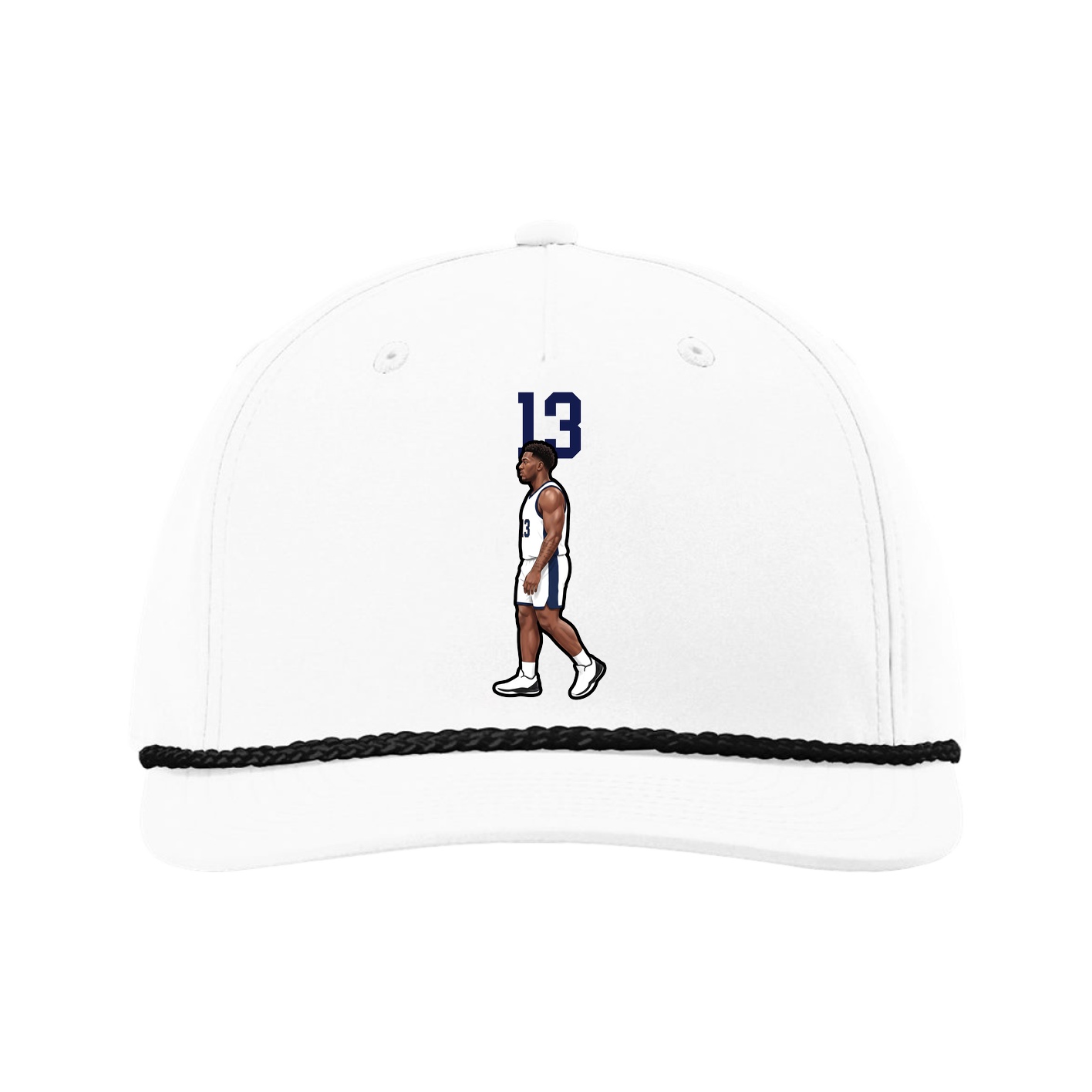 Five-Panel Classic Rope Cap — Number Top in White