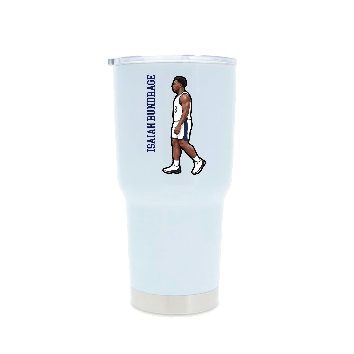 30oz Stainless Steel Tumbler — Name Vertical in White
