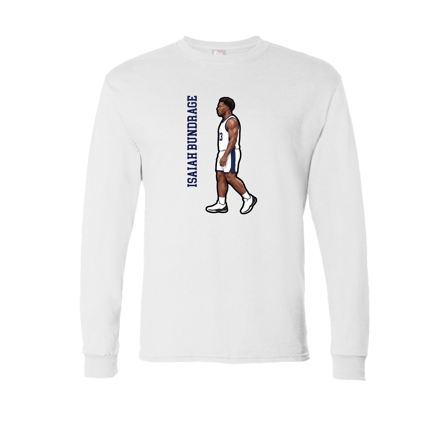 Long Sleeve Tee — Name Vertical in White