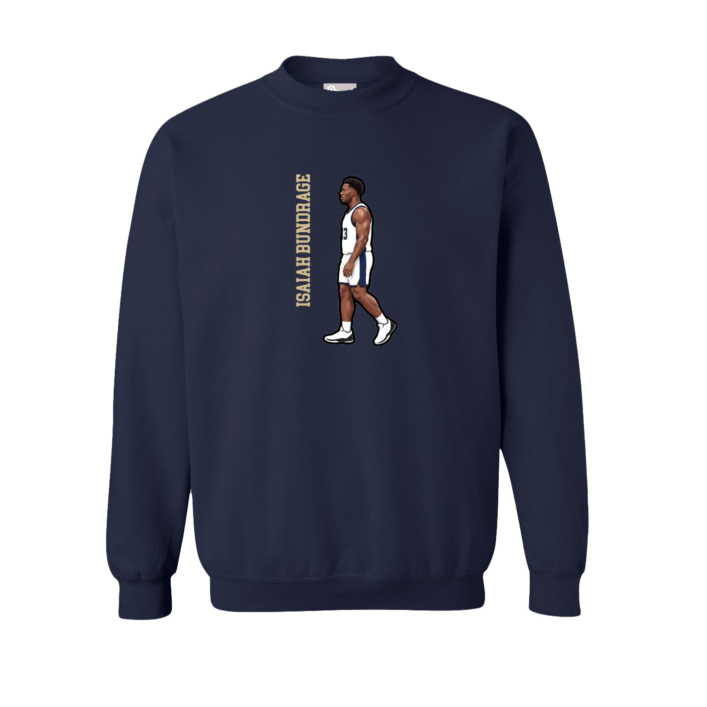 Fleece Crew — Name Vertical in Navy