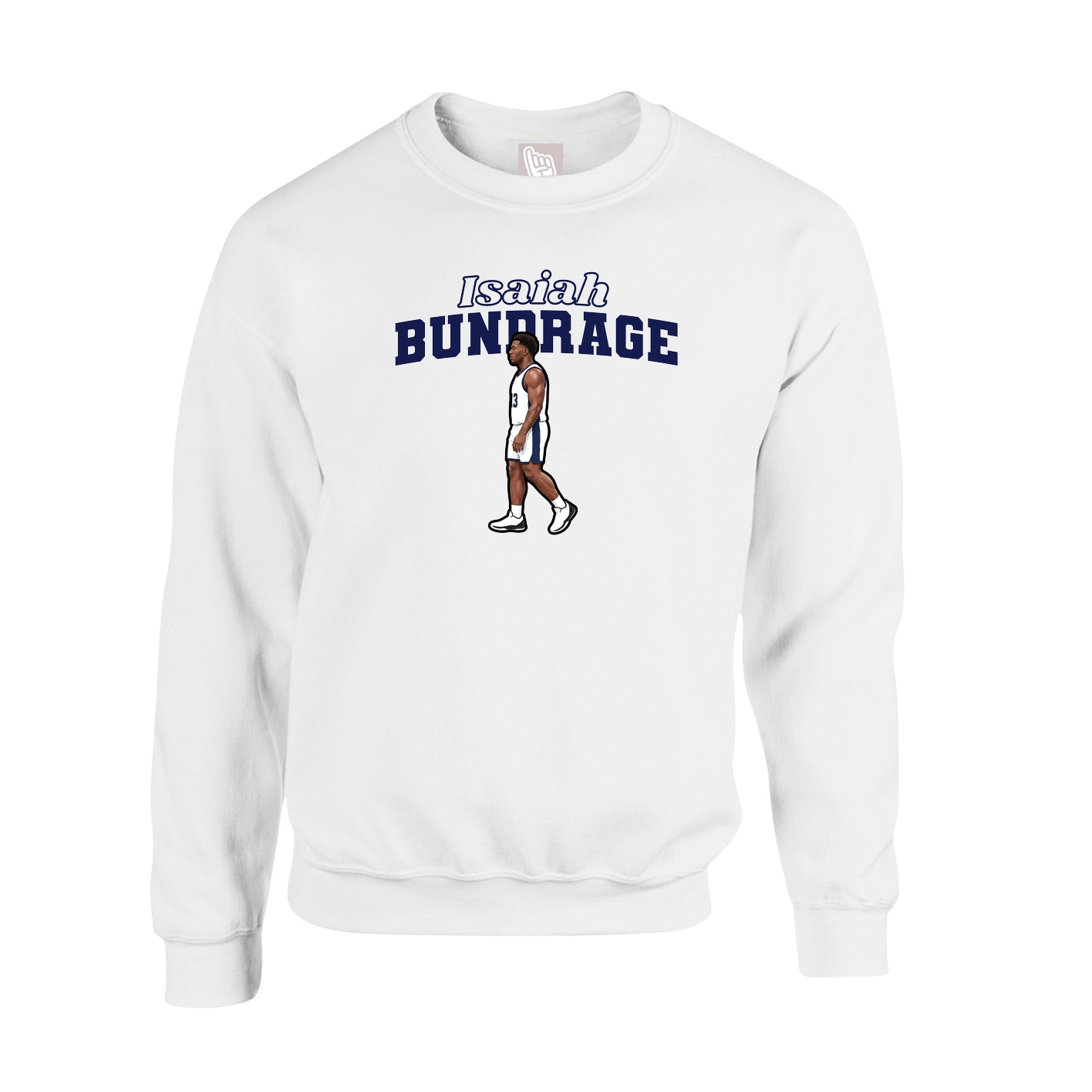 Fleece Crew — Name Arch in White