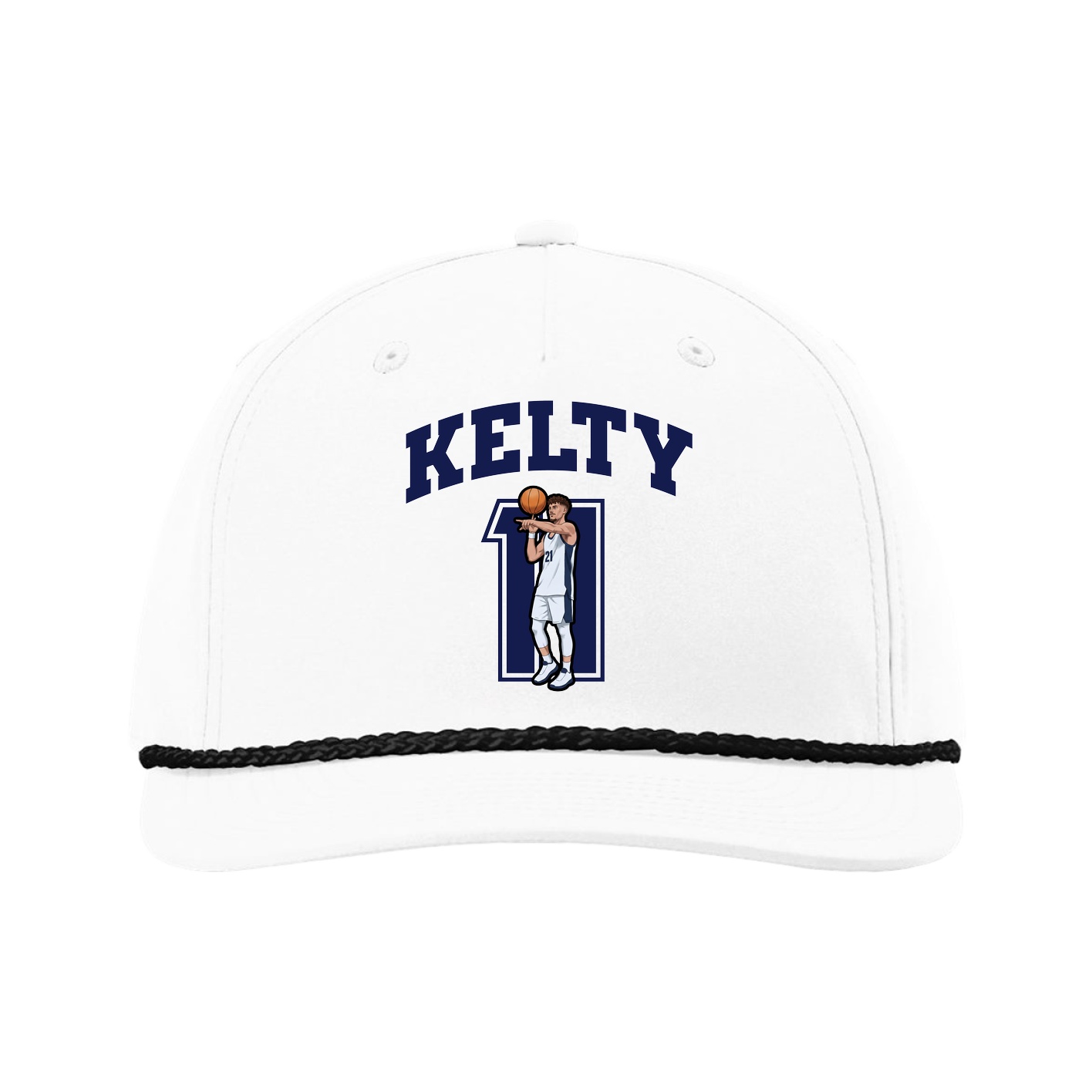 Five-Panel Classic Rope Cap — Number in White
