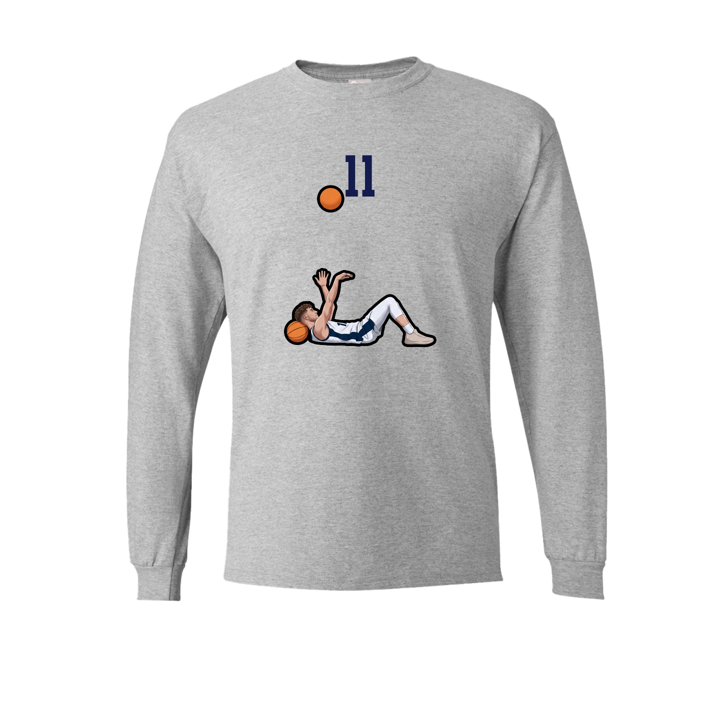 Long Sleeve Tee — Number Top in Grey