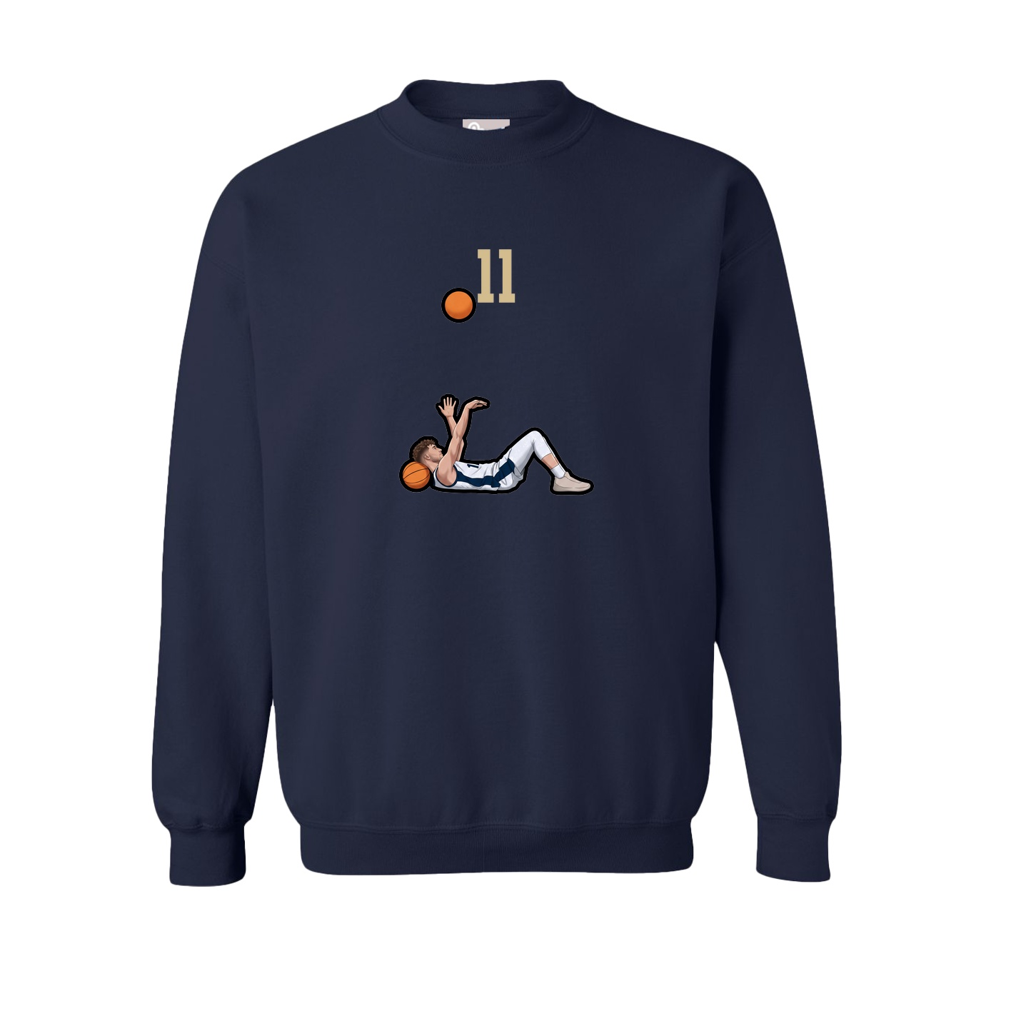 Fleece Crew — Number Top in Navy