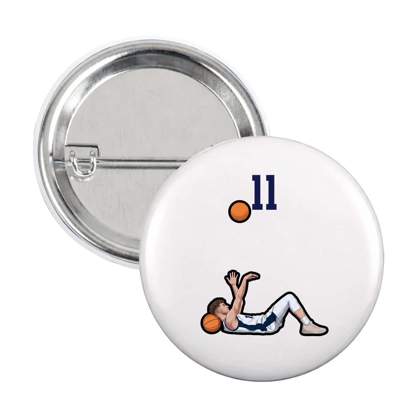 Game Day Button — Number Top in White