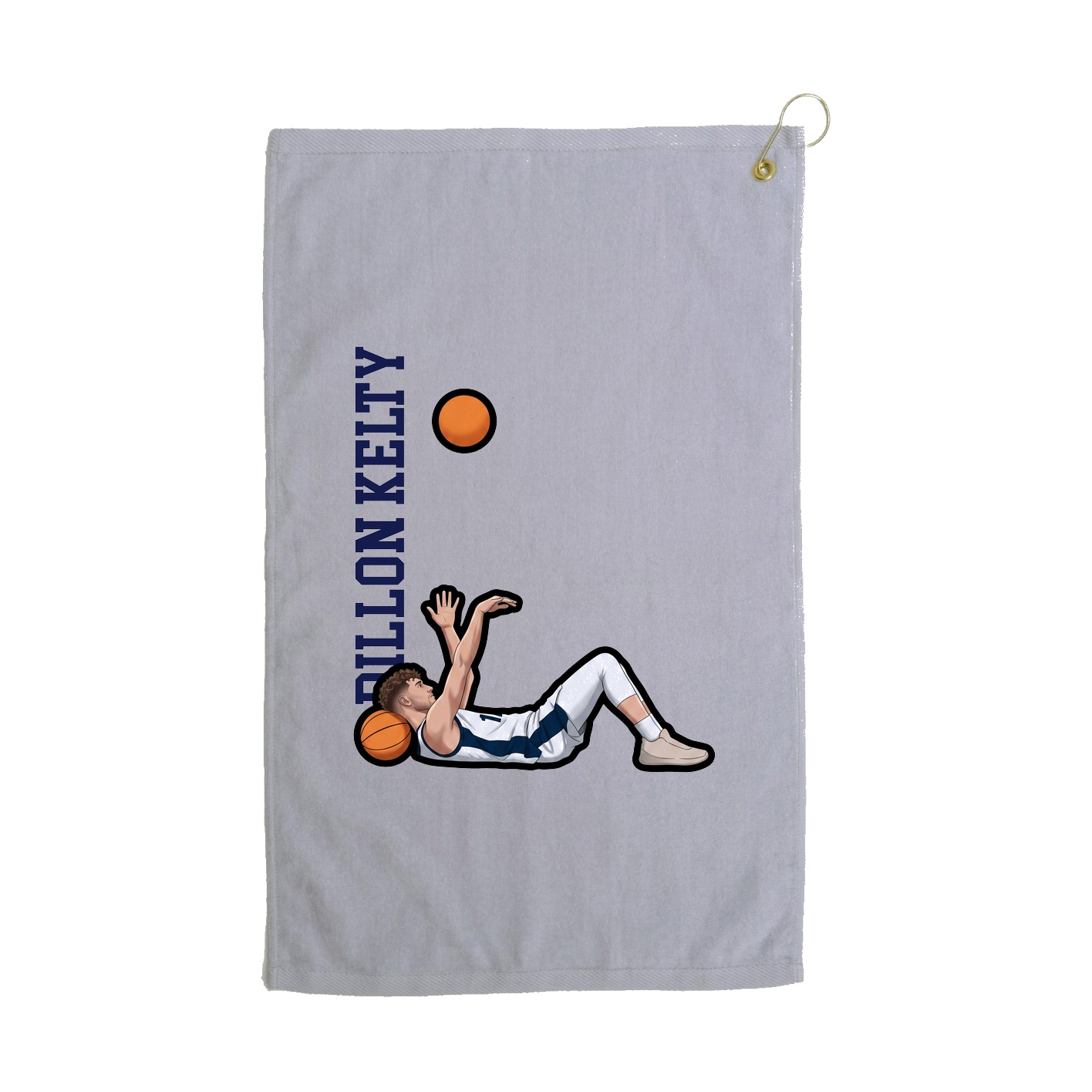 Golf Towel — Name Vertical in Grey