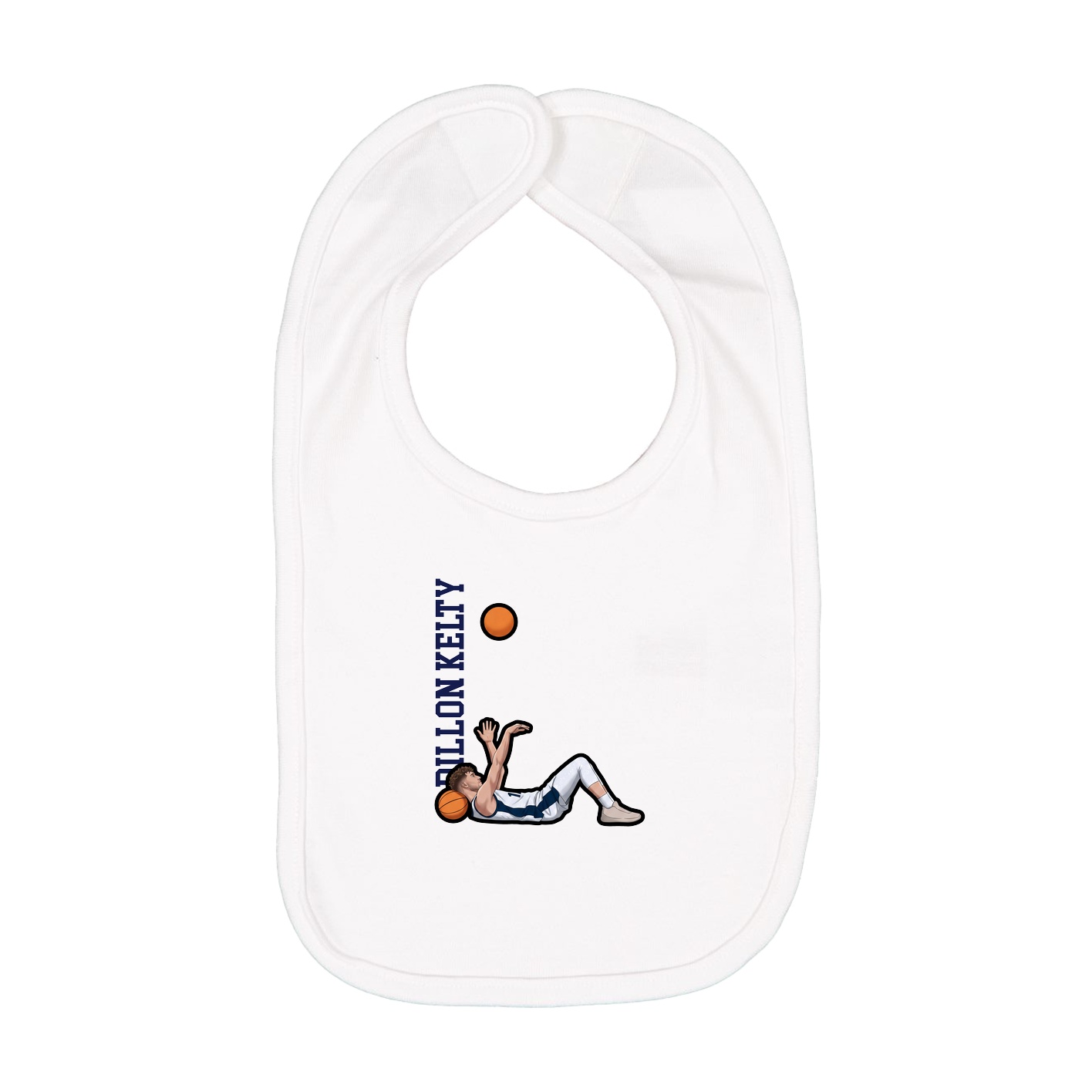 Infant Bib — Name Vertical in White