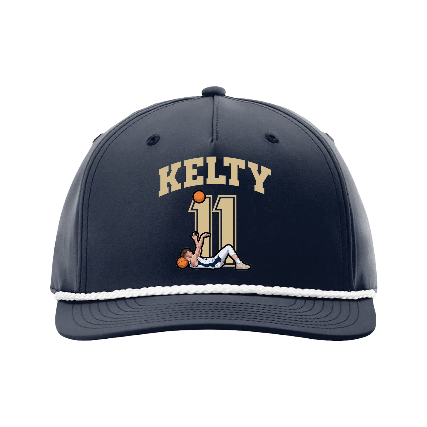 Five-Panel Classic Rope Cap — Number in Navy
