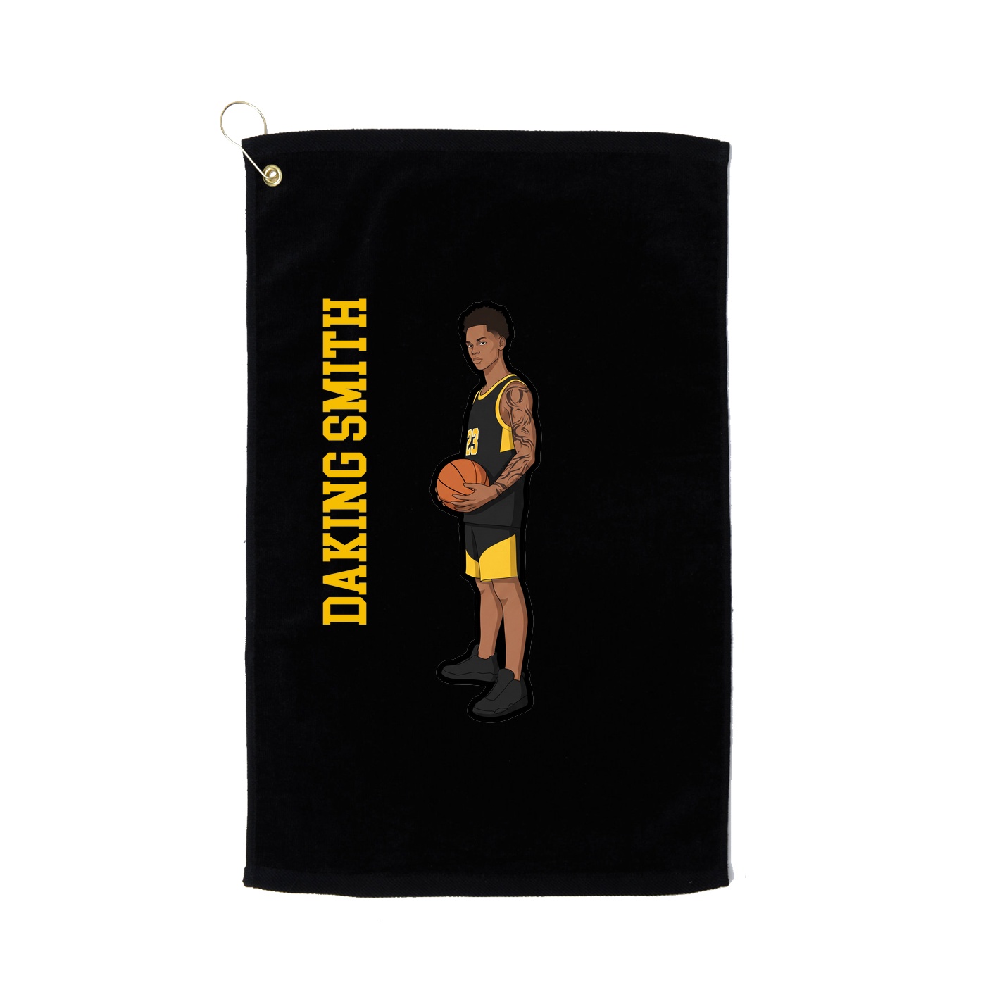 Golf Towel — Name Vertical in Black