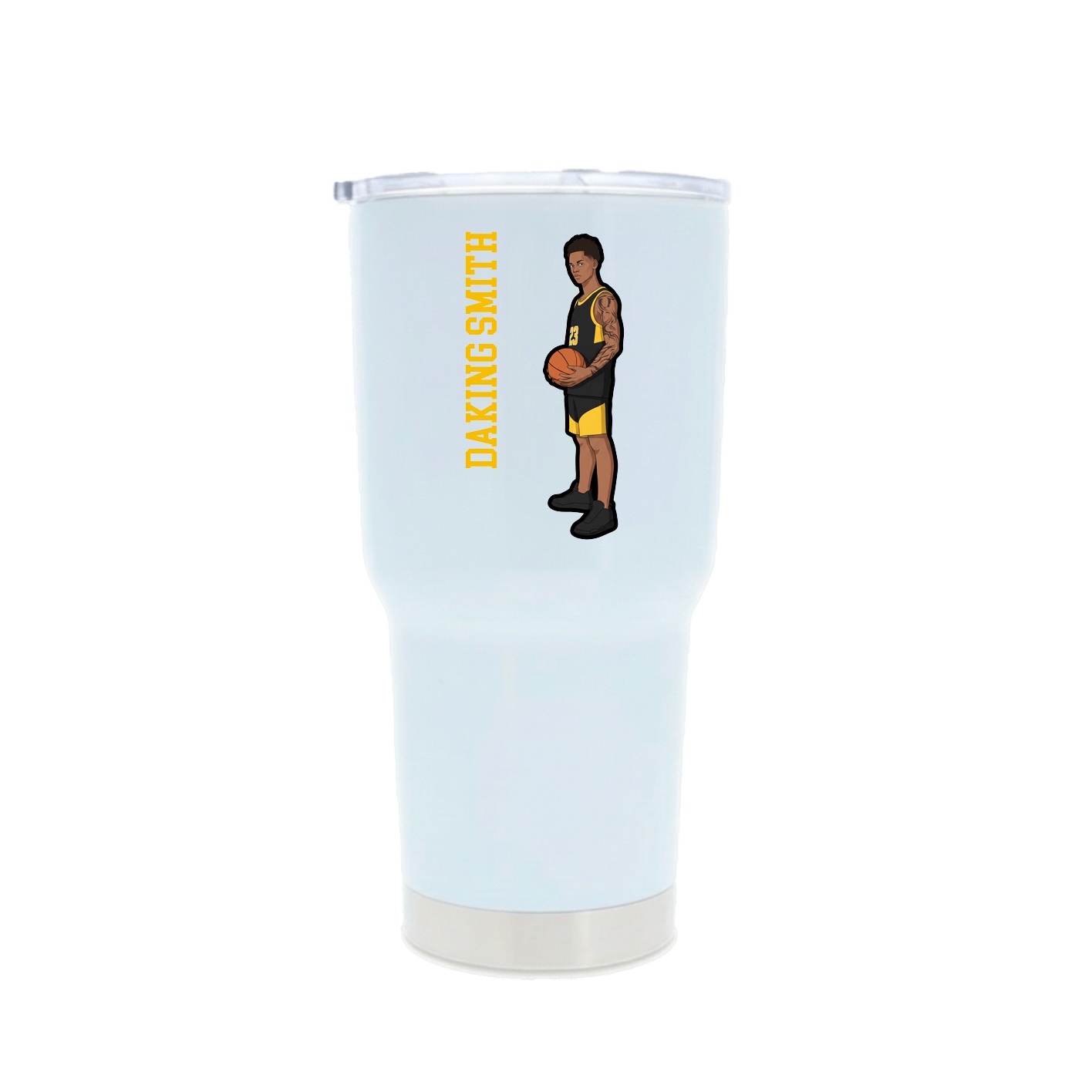 30oz Stainless Steel Tumbler — Name Vertical in White