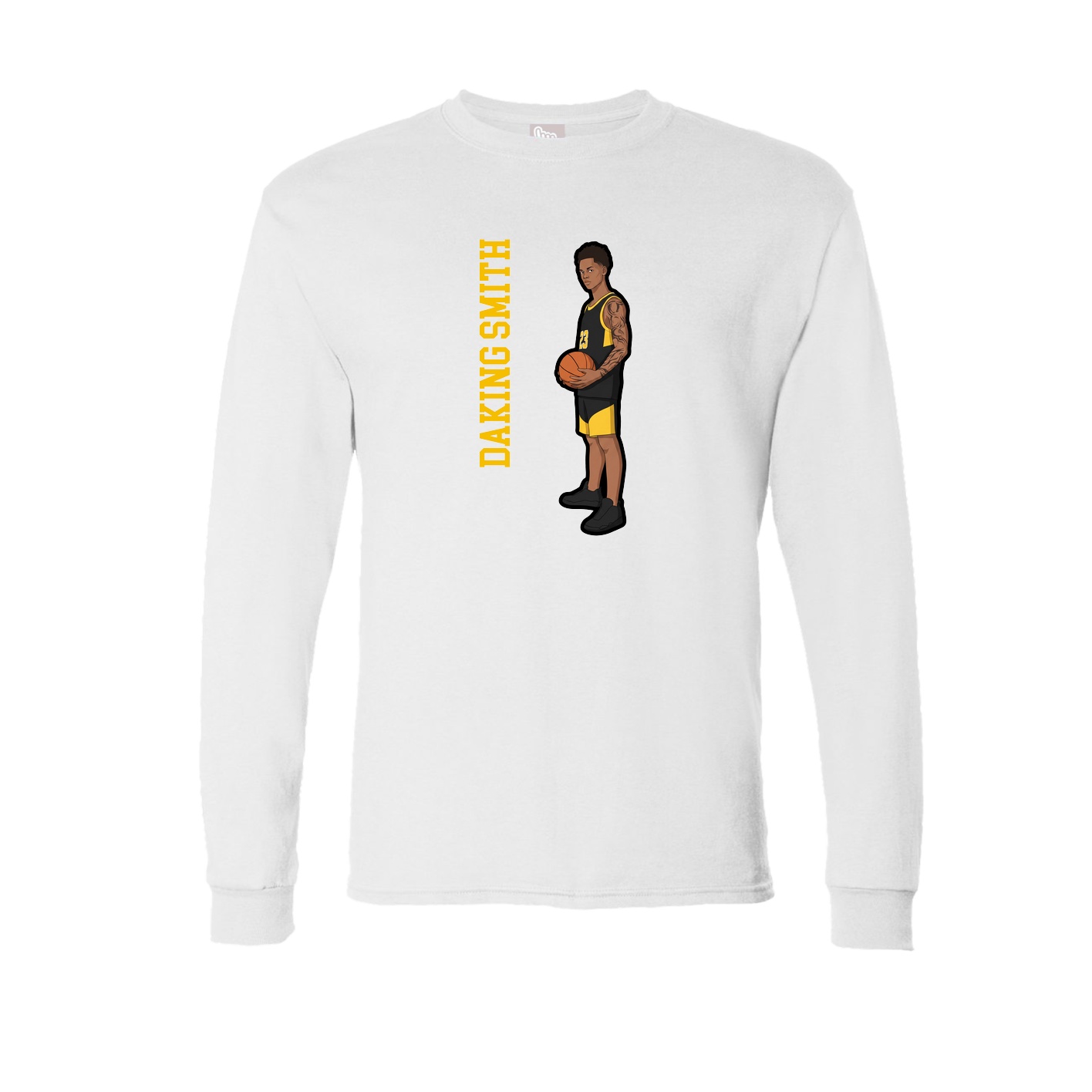 Long Sleeve Tee — Name Vertical in White