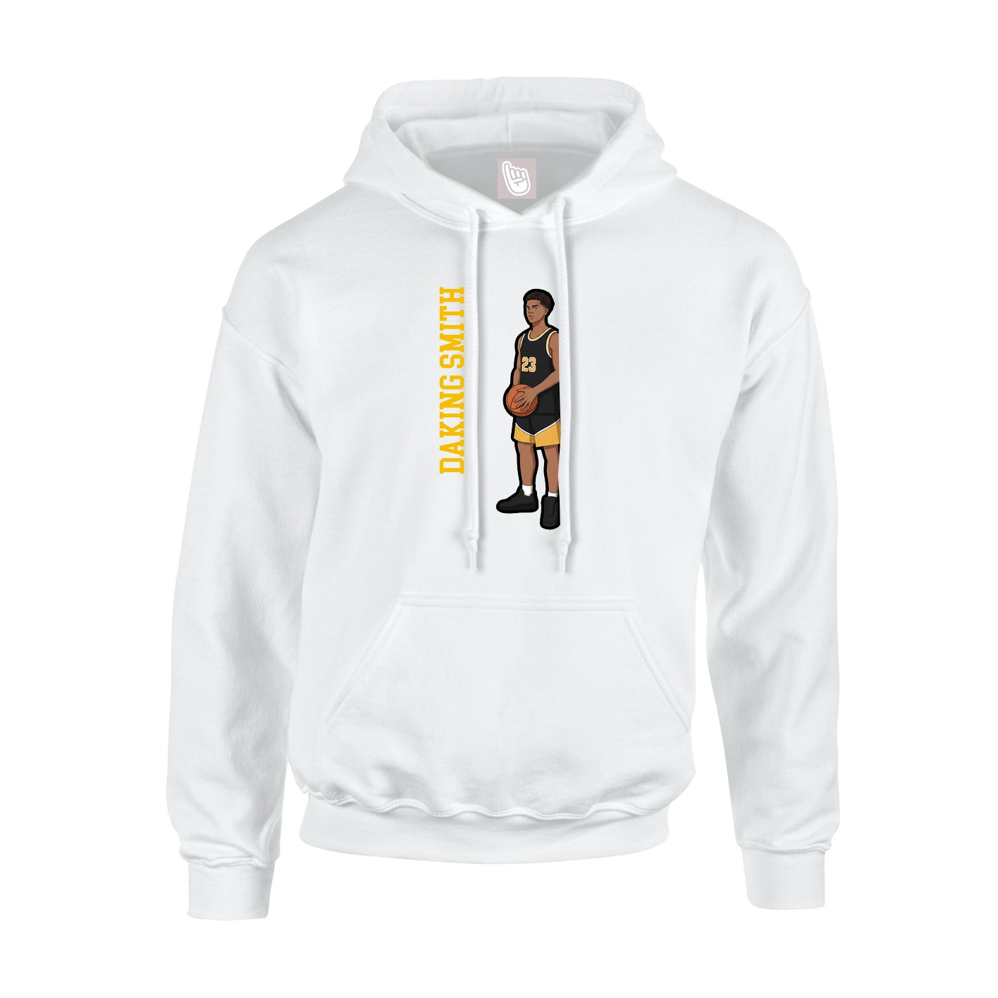 Youth Hoodie — Name Vertical in White